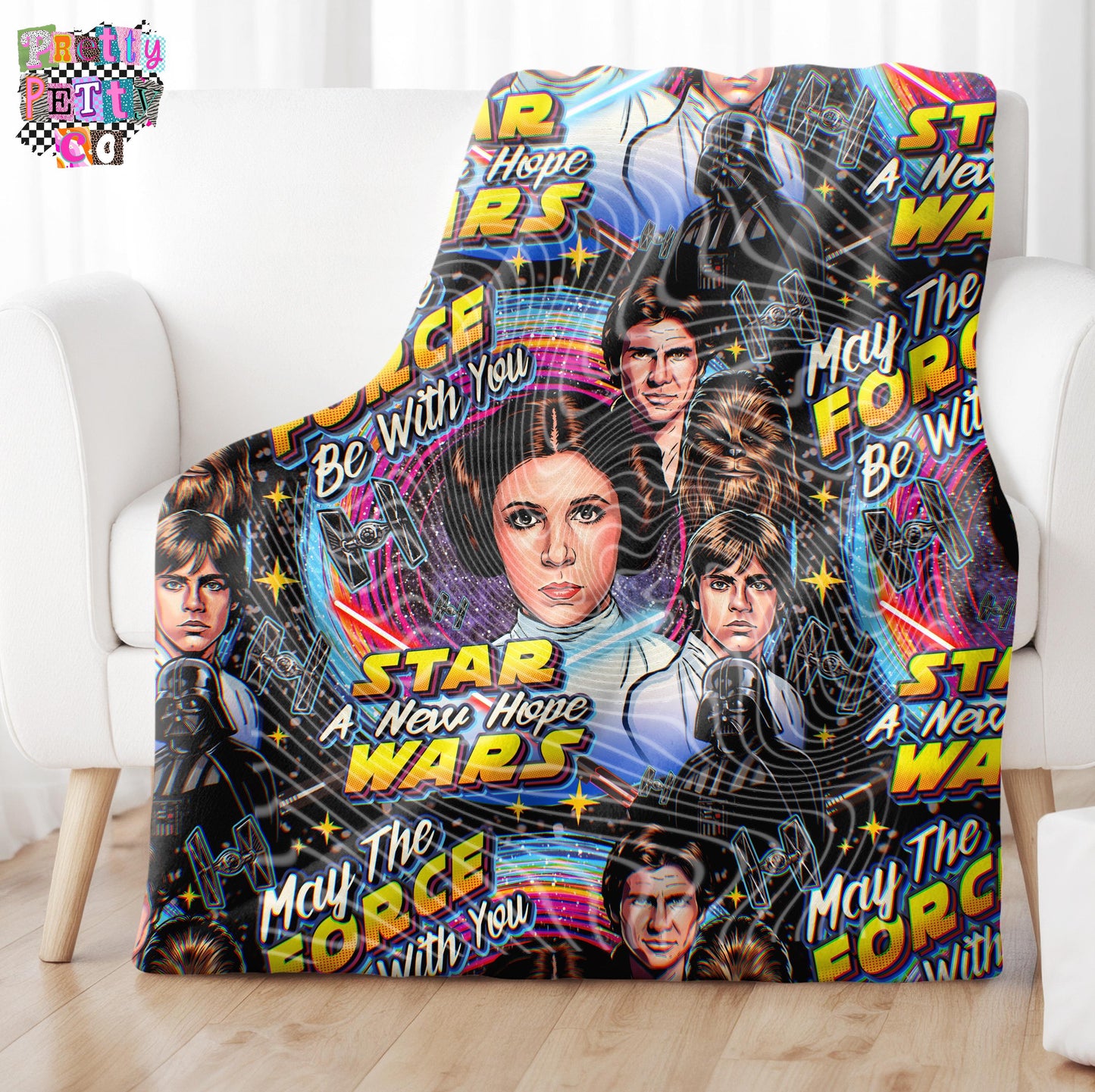 A New Hope Inspired Space Saga Plush Blanket, Retro Galactic Adventure Throw, Sci-Fi Fan Gift, Cozy Fleece Blanket 50x60