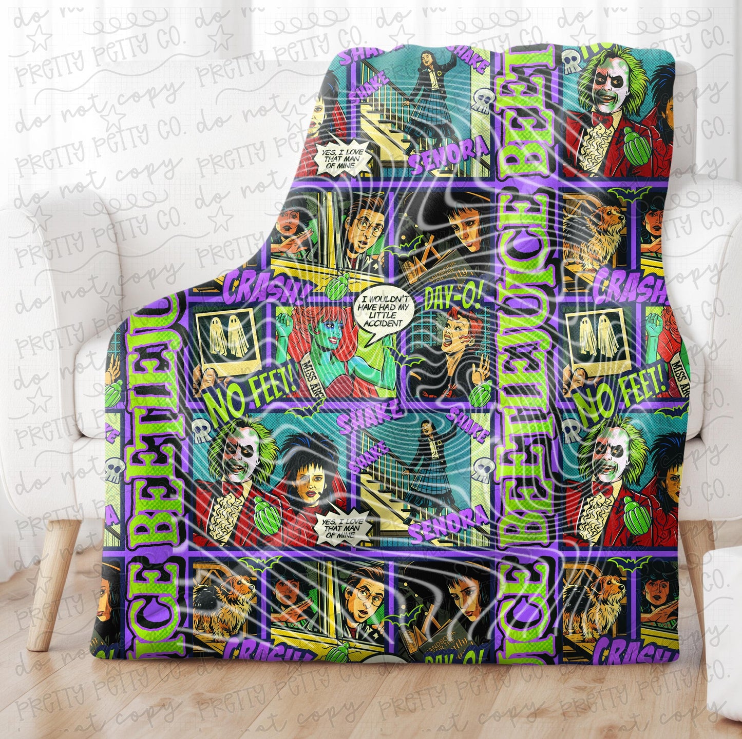 BJ Inspired 50x60 Spooky Blanket | Strange & Unusual Gothic Throw | Retro Horror Cozy Decor