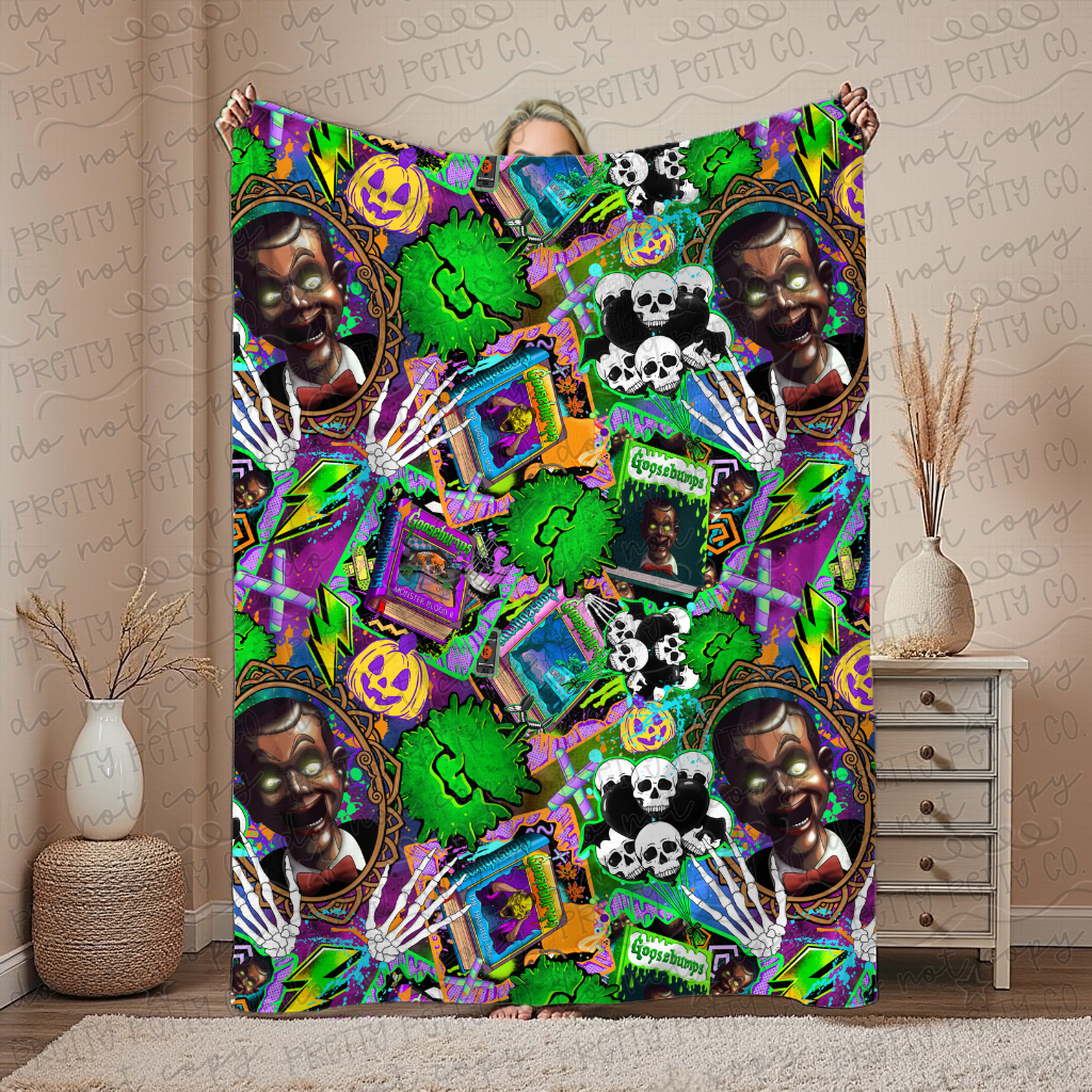 90s Horror Book Aesthetic Blanket | Scary Story Throw | Cozy Plush Gift