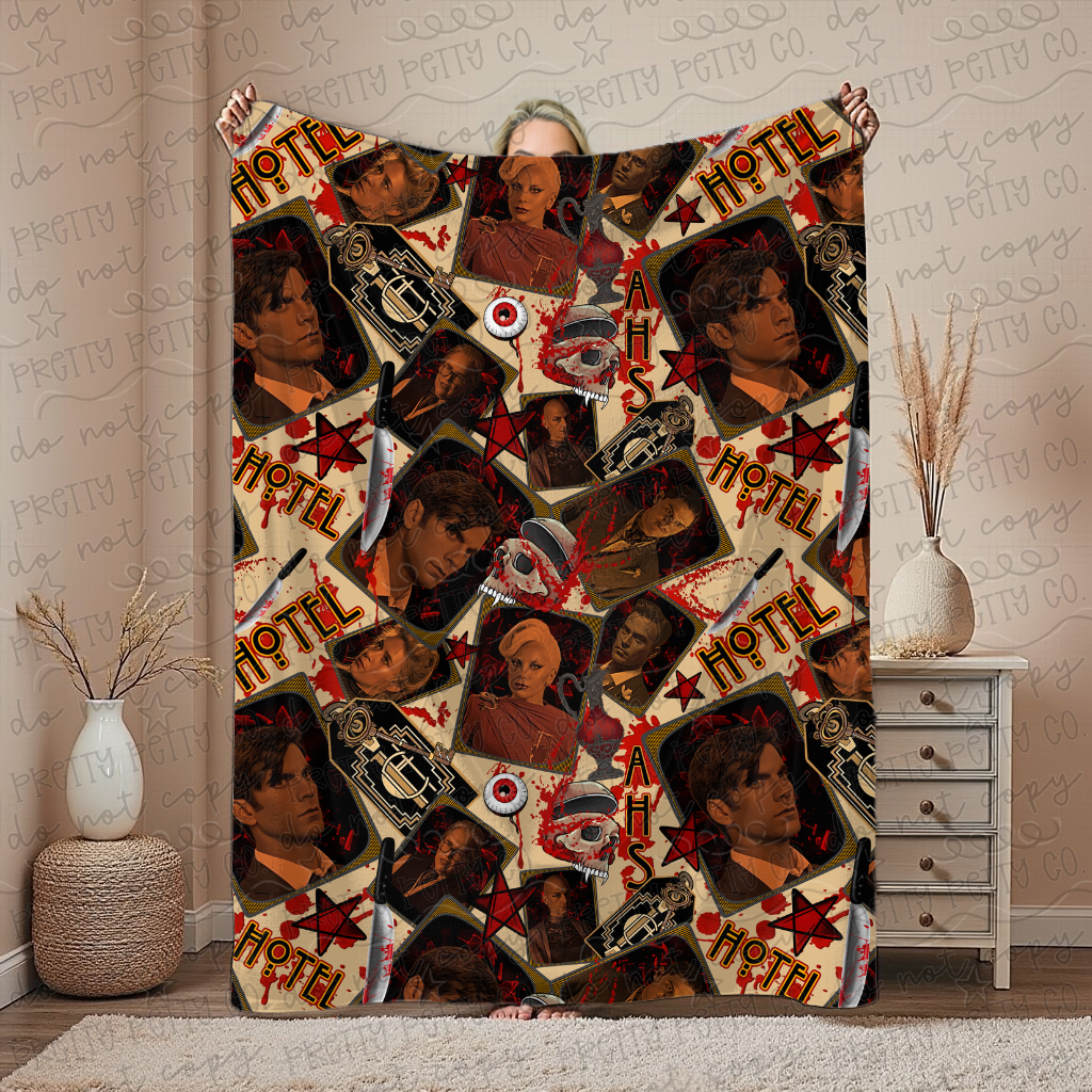 Haunted Hotel Blanket | Creepy Horror Anthology Throw | Soft Plush Spooky Blanket