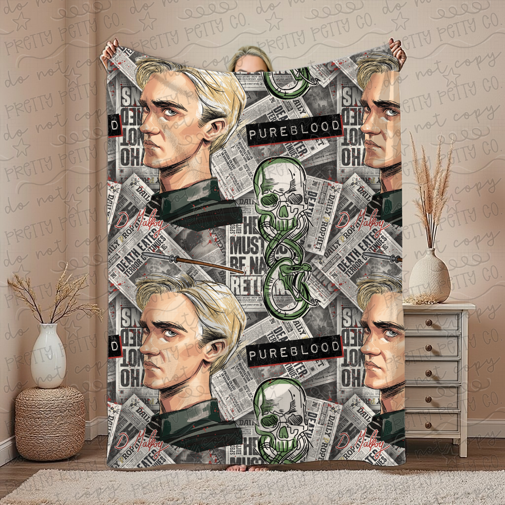 HP Malfoy Inspired Blanket – 50x60” Cozy Throw for Teens & Adults | Magical Wizarding Aesthetic Boutique Blanket