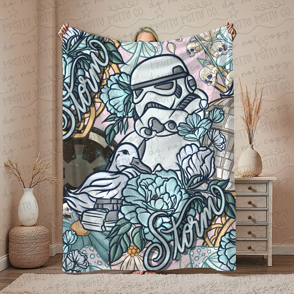 Space Trooper Inspired Blanket | Galactic Armor Print Throw | Soft Plush Sci-Fi Blanket