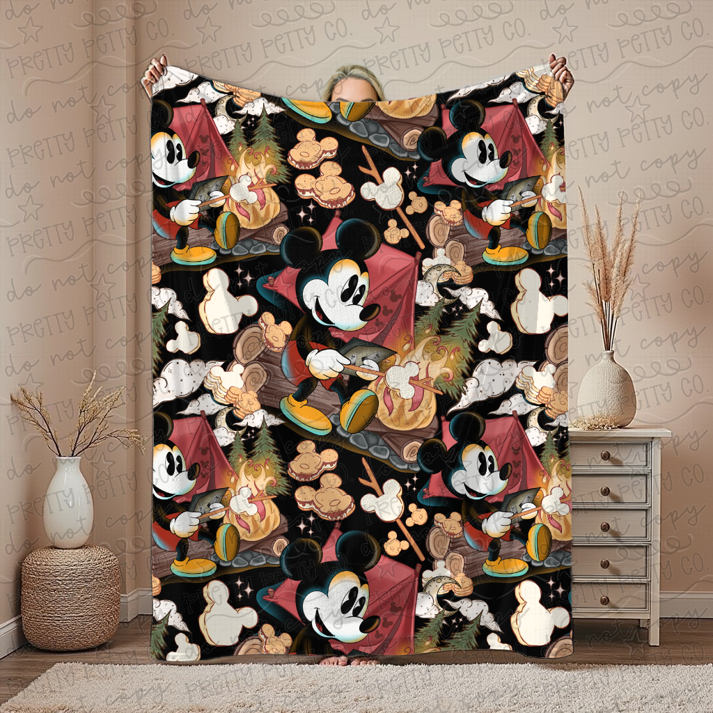 Iconic Mouse Camping Blanket | Retro Animation Cozy Throw | Soft Plush Nostalgia Blanket