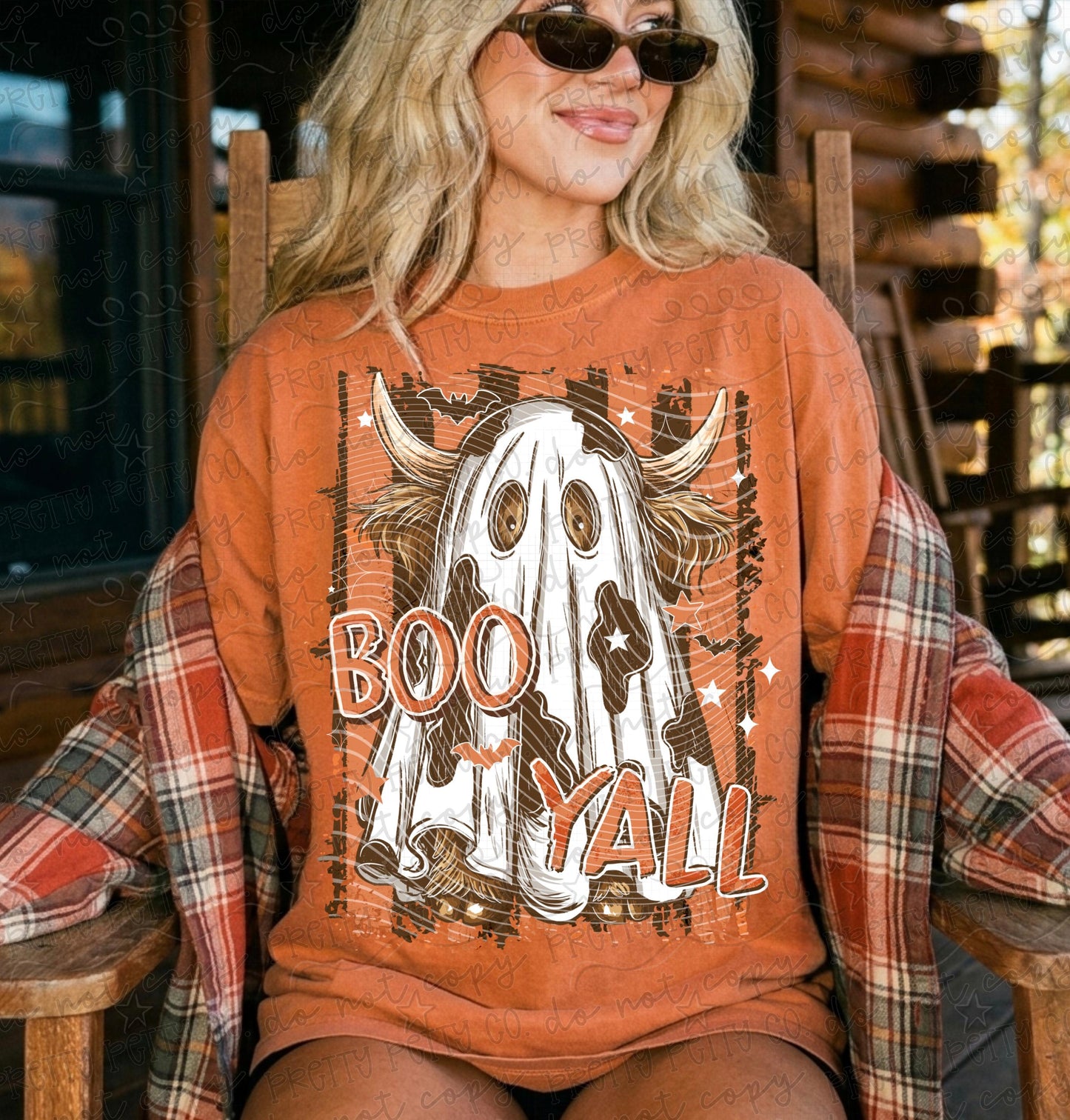 Boo Y'all Halloween Highland Cow Shirt | Ghost Cow Fall Graphic Tee