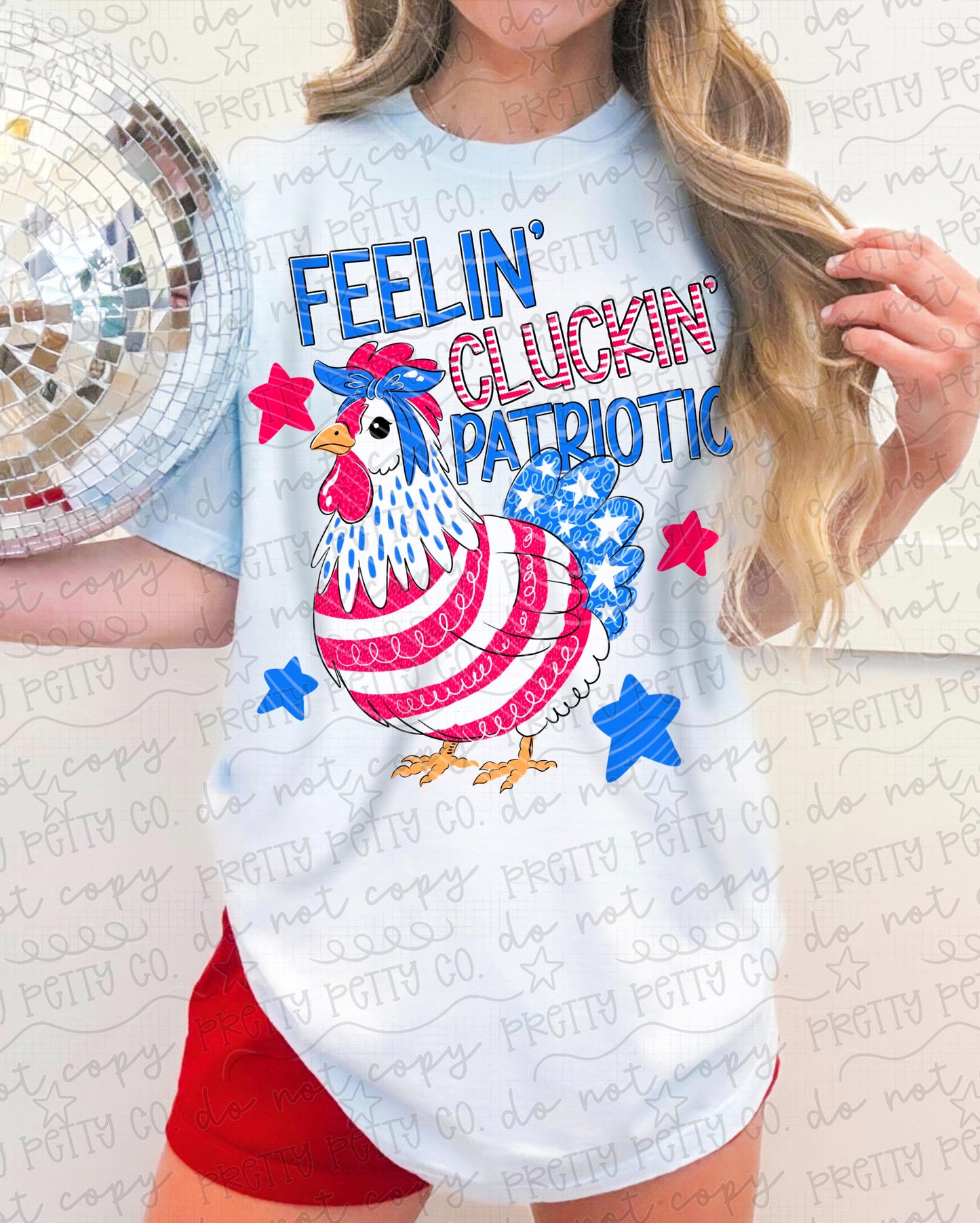 Feelin Cluckin Patriotic Comfort Colors Tee | Funny Patriotic Chicken Shirt | Fourth of July Graphic Tee