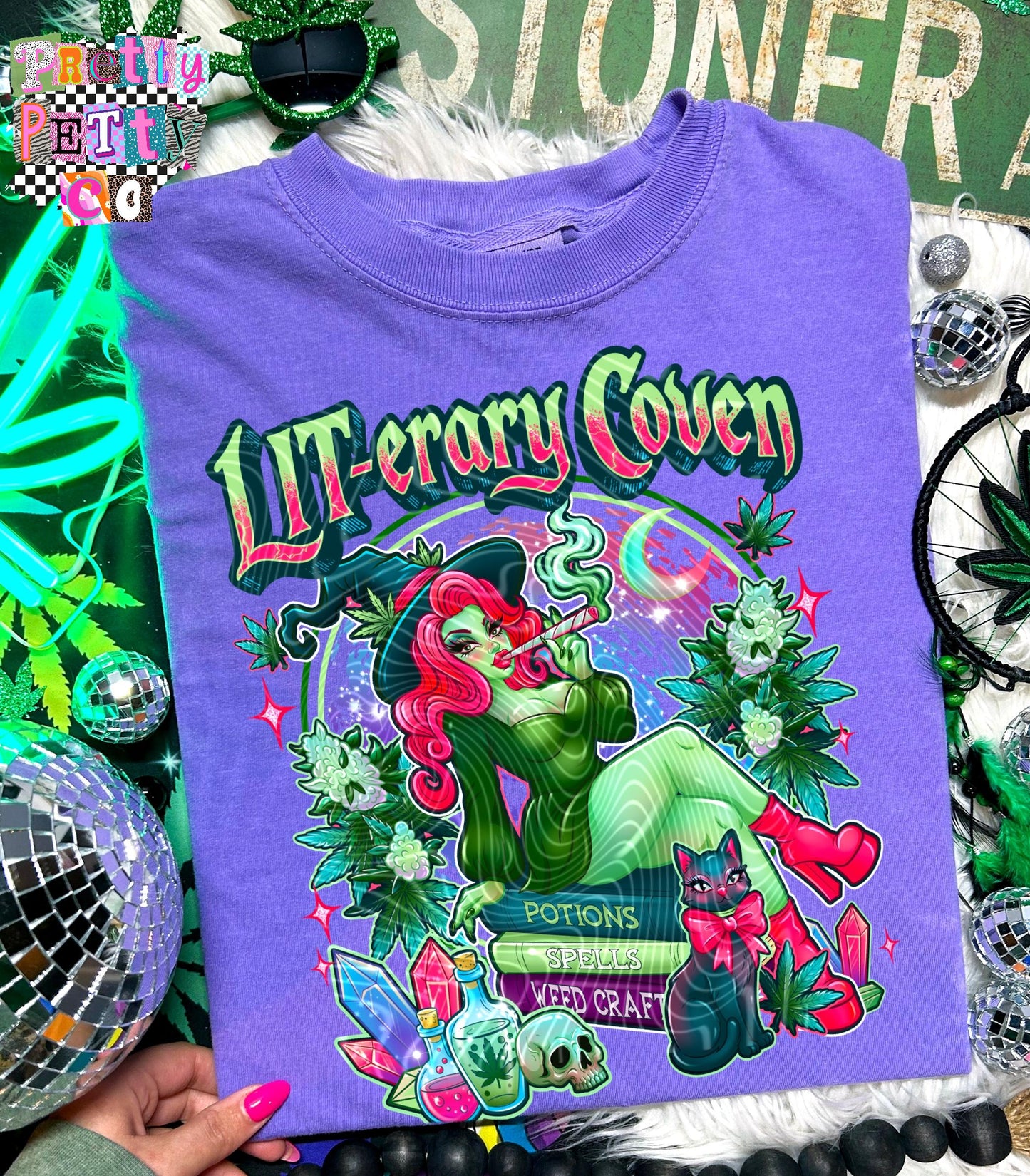 LITerary Coven 420 Shirt | Funny Book Lover Stoner Graphic Tee | Witchy Cannabis Sweatshirt