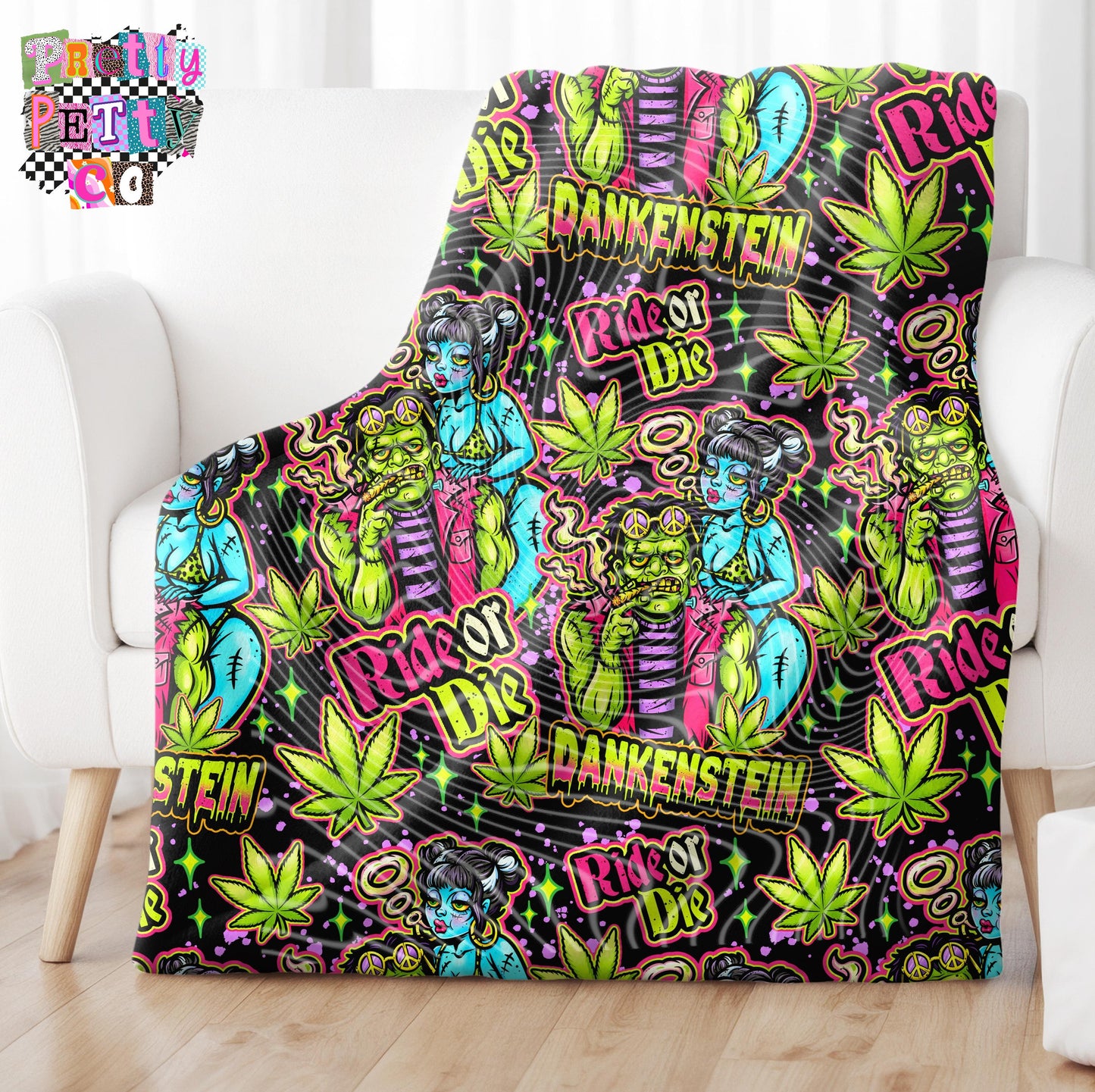 Dankenstein Blanket – Plush Throw, Soft Cozy Cannabis Fan Blanket, Exclusive Limited Edition