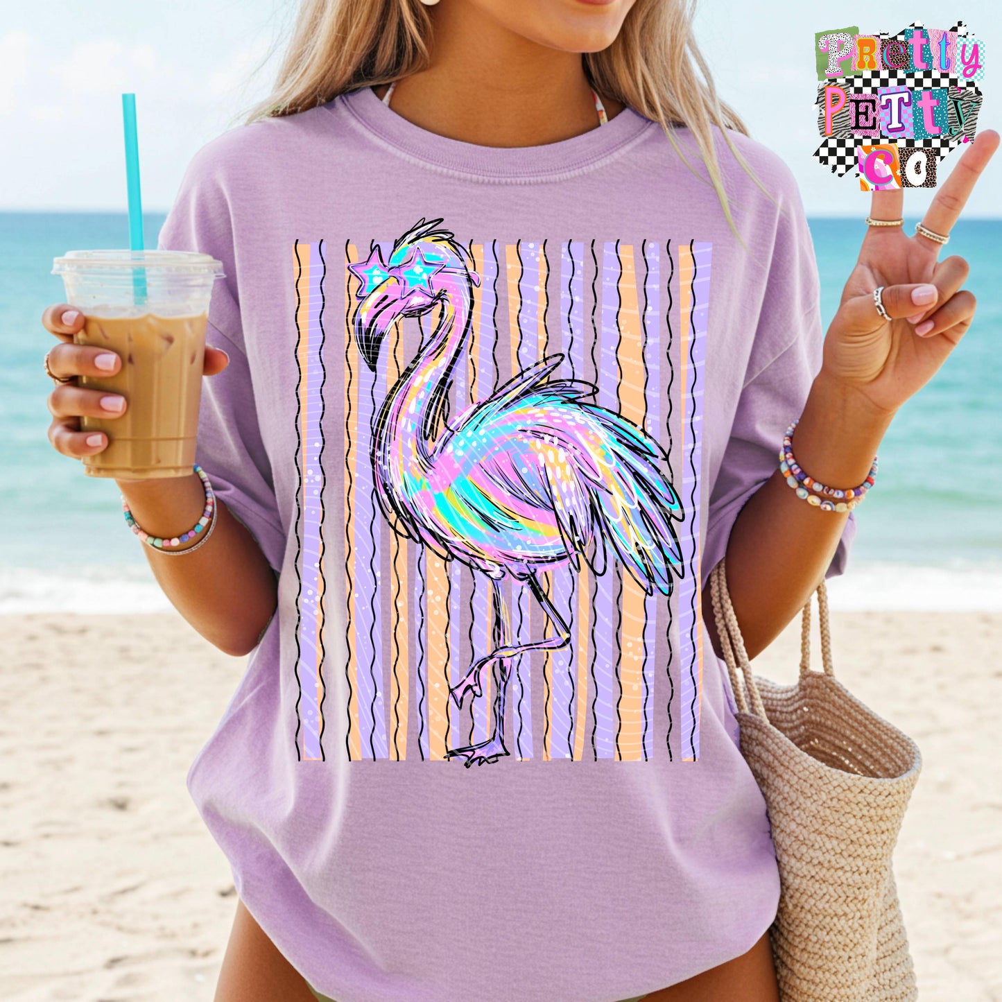 Flamingo Summer Graphic Tee, Tropical Beach Shirt, Pink Flamingo Design, Comfort Colors, Youth & Adult Sizing