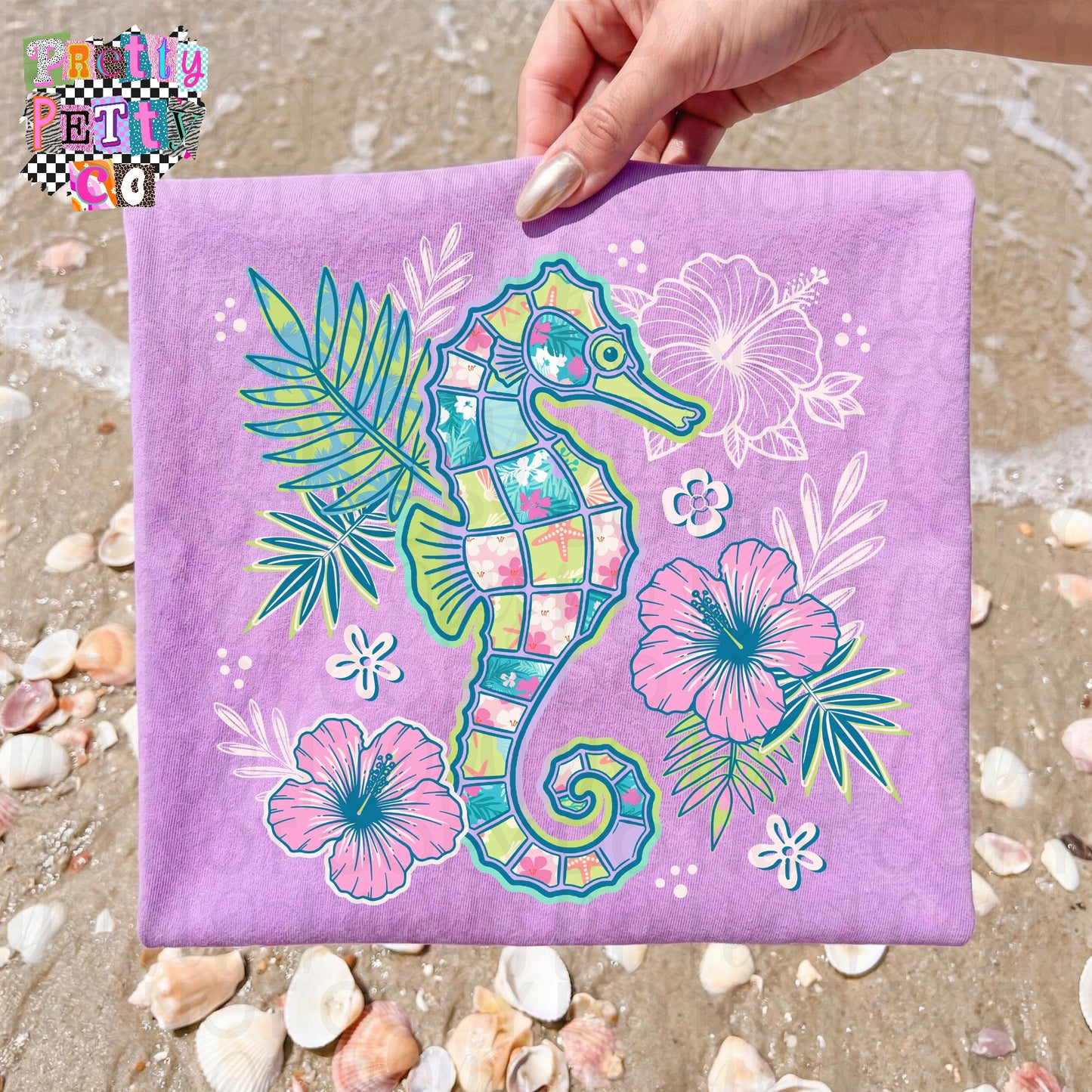 Seahorse Beach Vibes Tee, Tropical Ocean Shirt, Summer Beach Outfit, Nautical Graphic Shirt