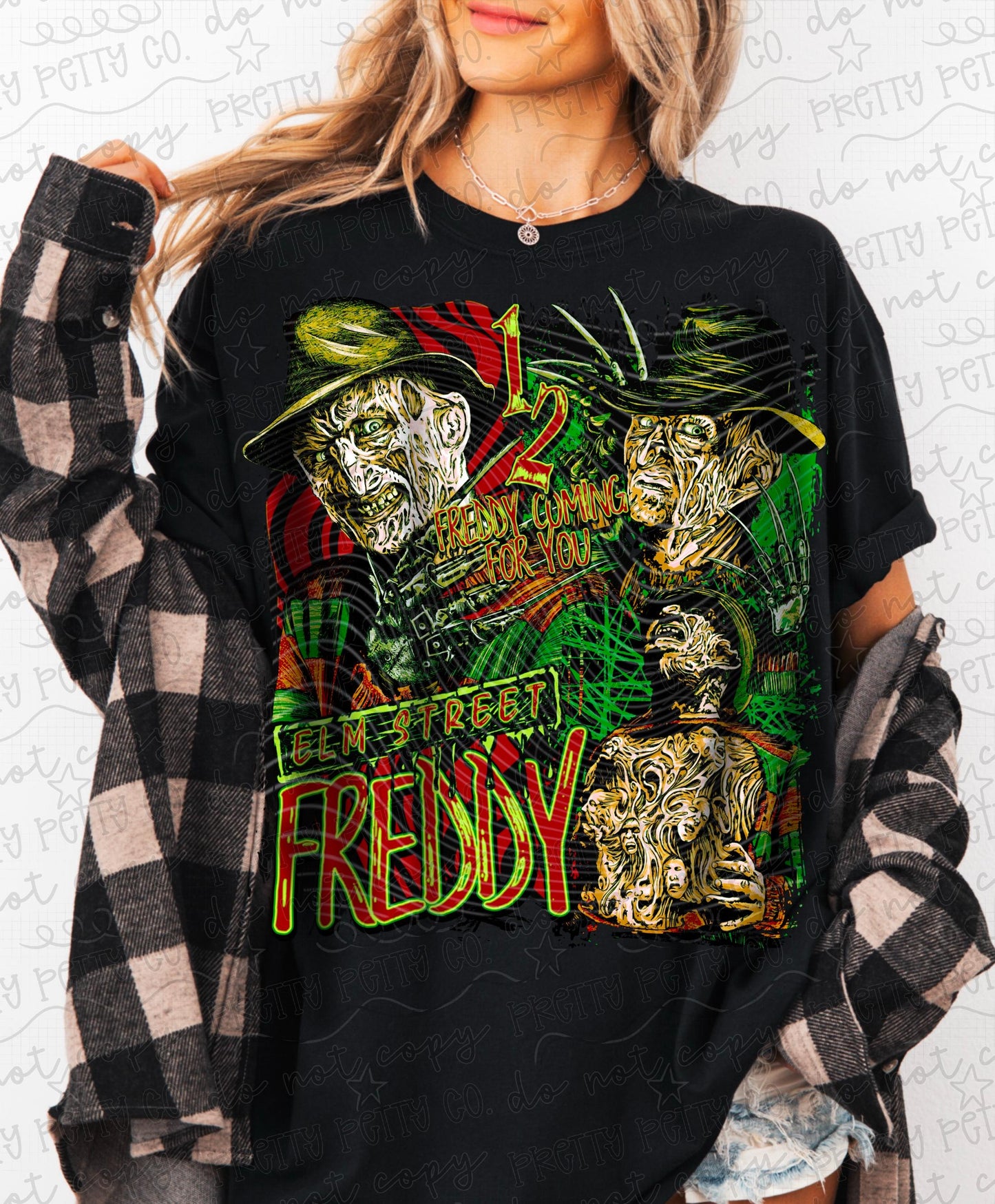 Striped Sweater Slasher Graphic Tee | Spooky Horror Shirt
