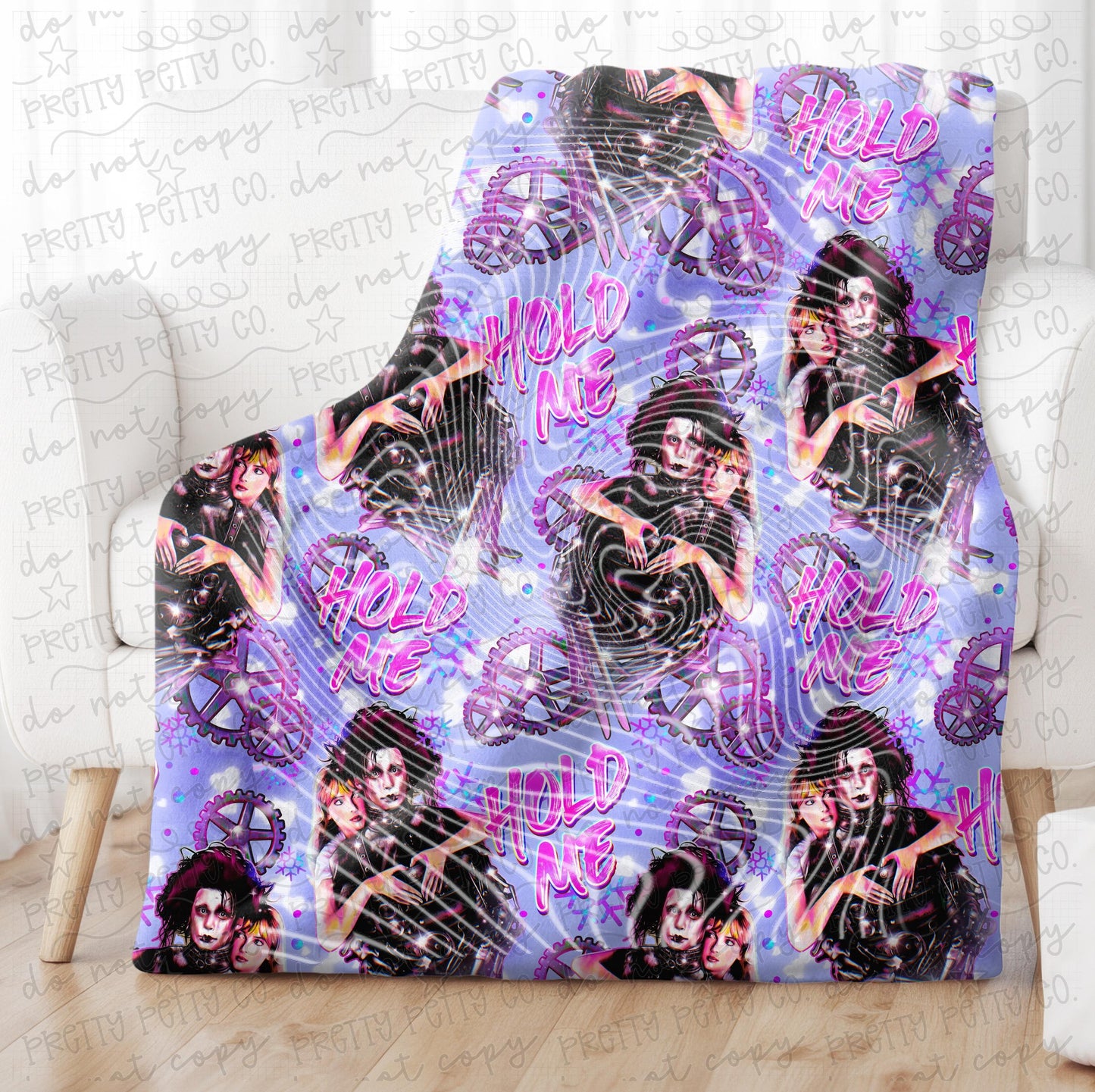 Hold Me 50x60 Spooky Blanket | Creepy Cute Gothic Throw | Dark Whimsy Cozy Decor