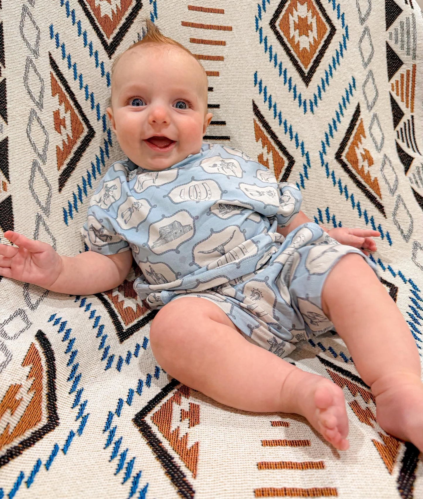 Blue western short set