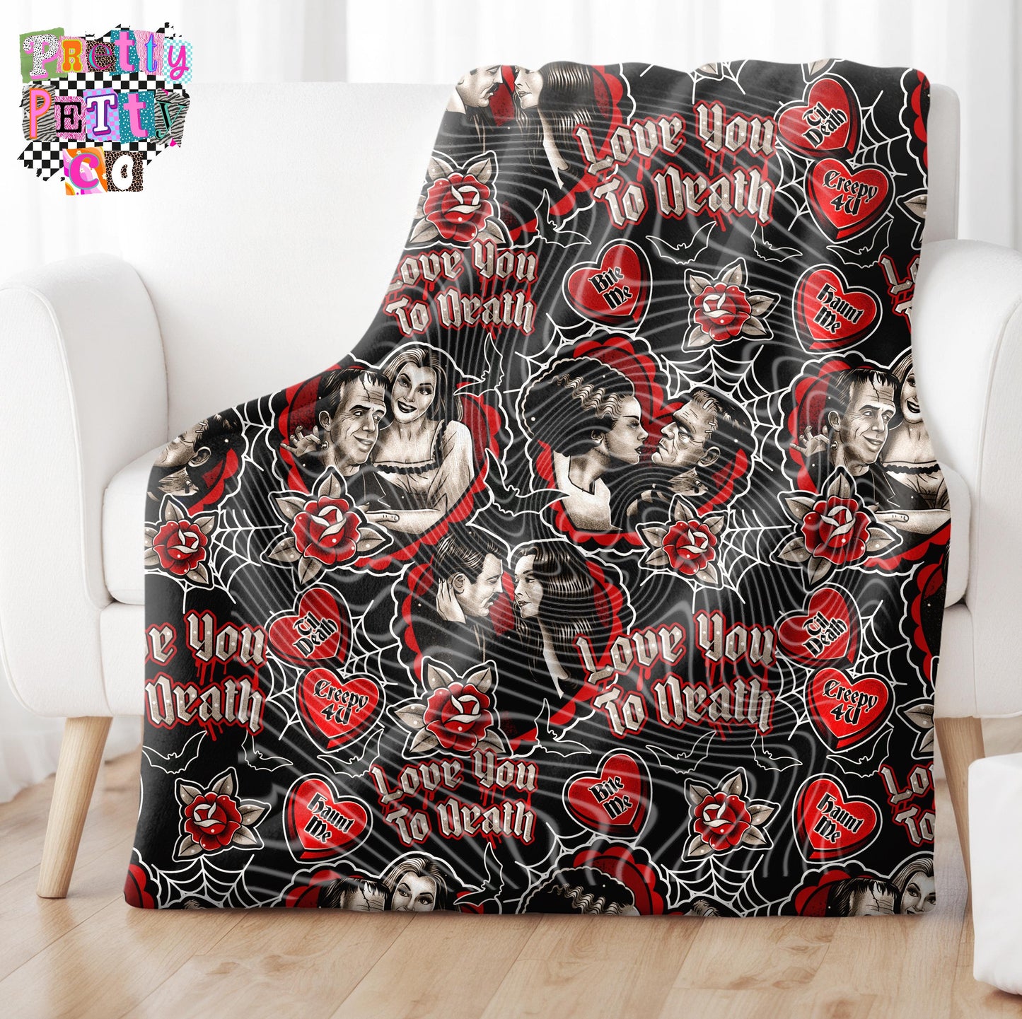 Love You to Death Blanket – Plush Throw, Soft Cozy Gothic Fan Blanket, Limited Edition