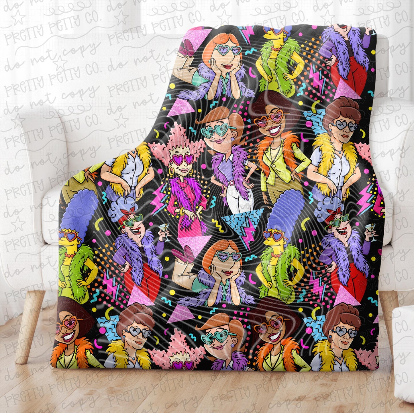 90s Mom Blanket 50x60 Retro Cartoon Throw Blanket Vintage Nostalgic Mom Gift Cozy Soft Throw