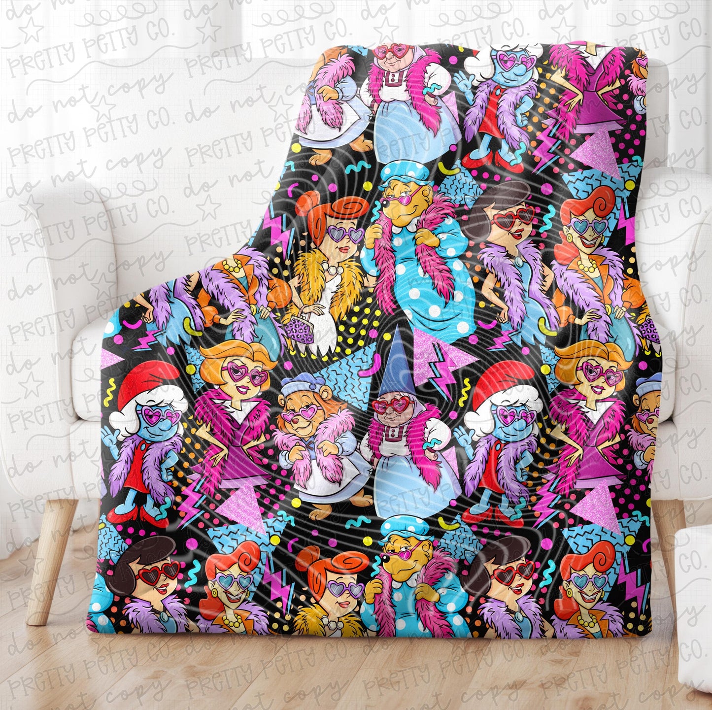 80s Mom Blanket 50x60 Retro Cartoon Throw Blanket Vintage Nostalgic Mom Gift Cozy Soft Throw