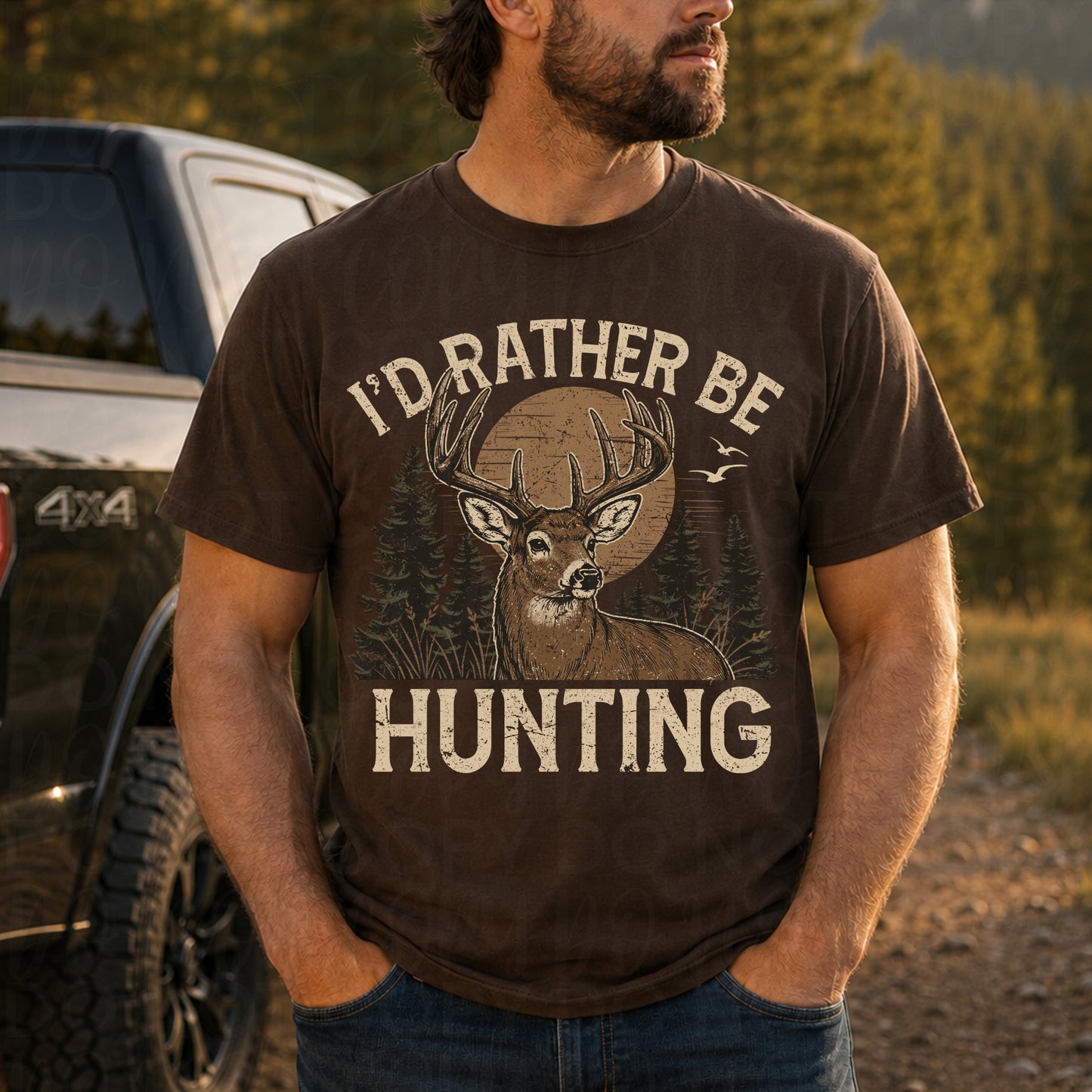 I'd Rather Be Hunting T-Shirt | Deer Hunter Graphic Tee | Hunting Season Shirt