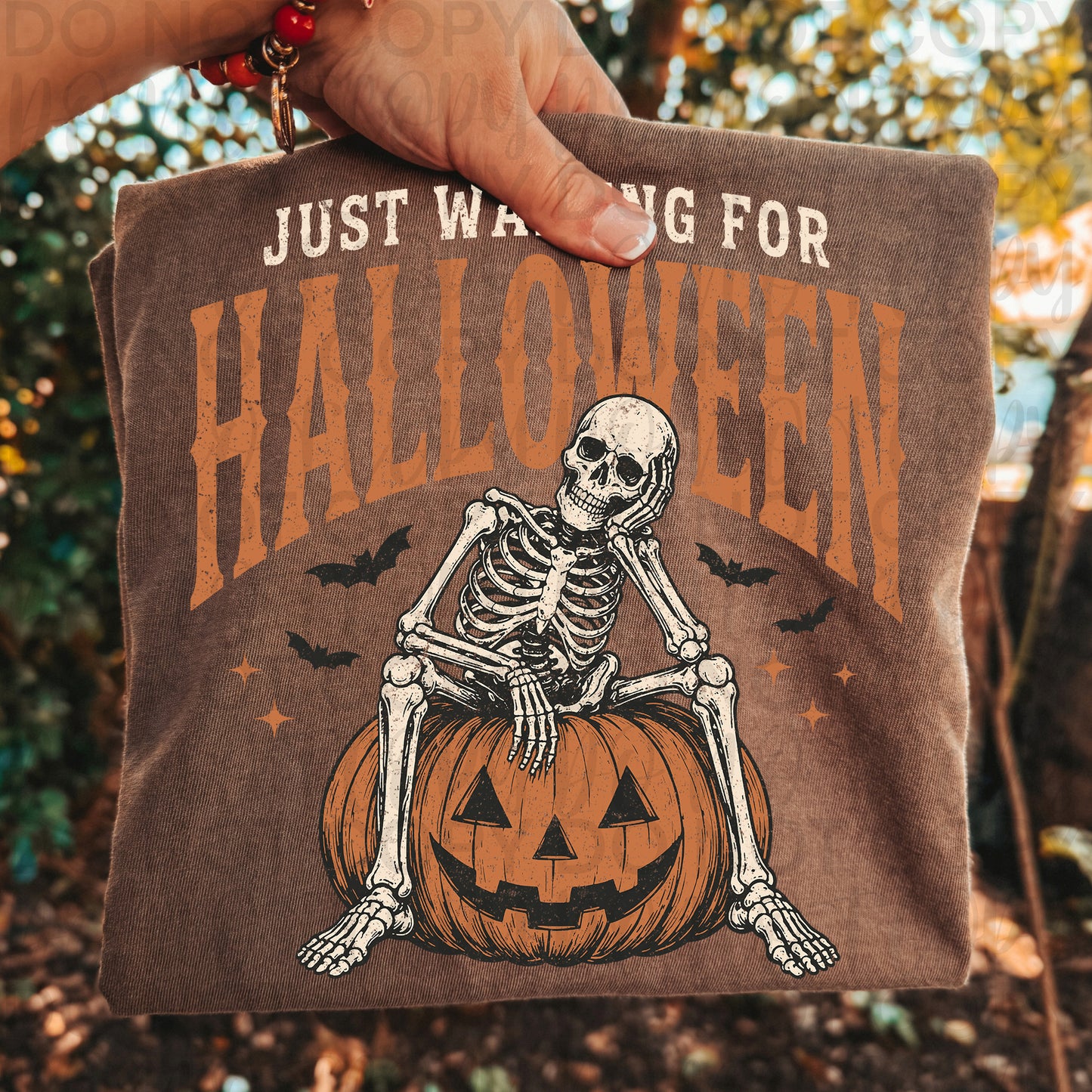 Just Waiting for Halloween Sweatshirt | Vintage Skeleton Crewneck | Cozy Fall Tee