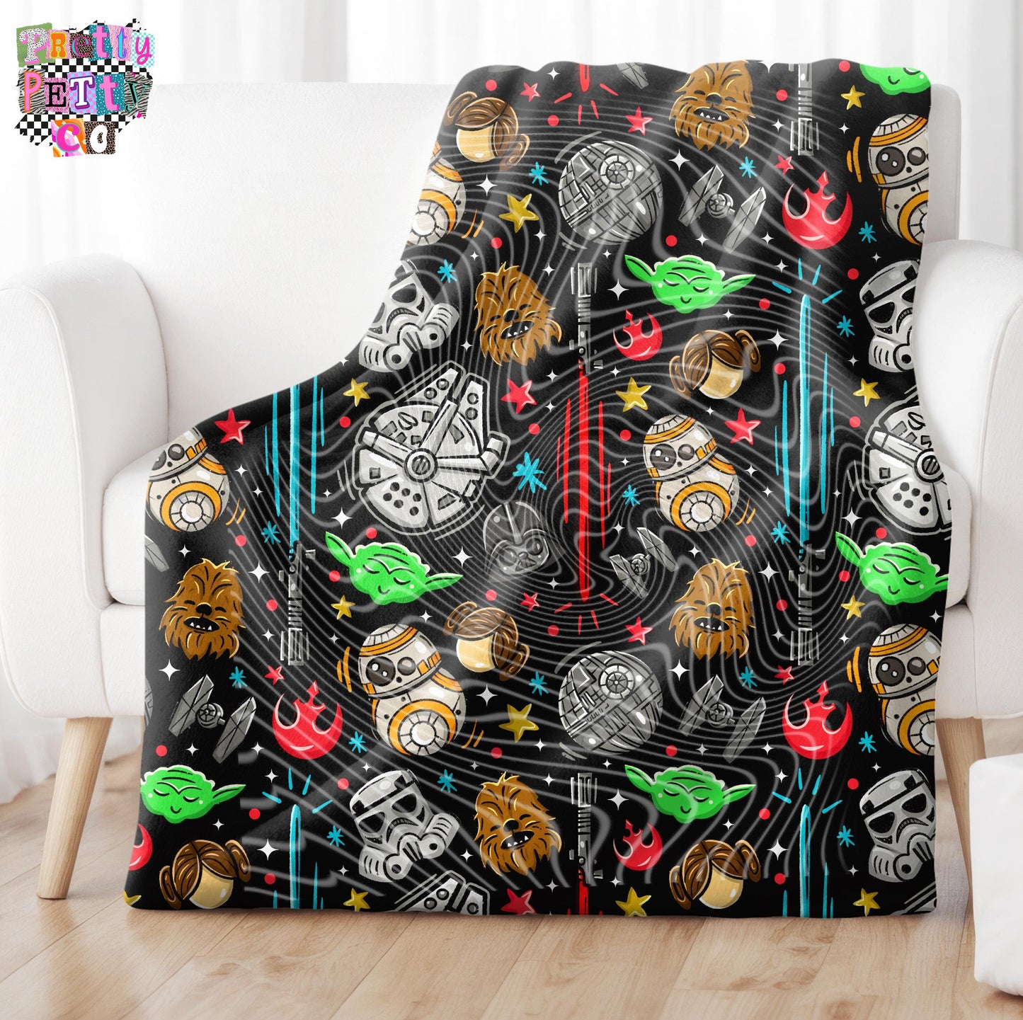 May the Fourth Be With You Galactic Pun Plush Blanket, Funny Space Holiday Throw, Sci-Fi Fan Gift, Cozy Fleece Blanket 50x60