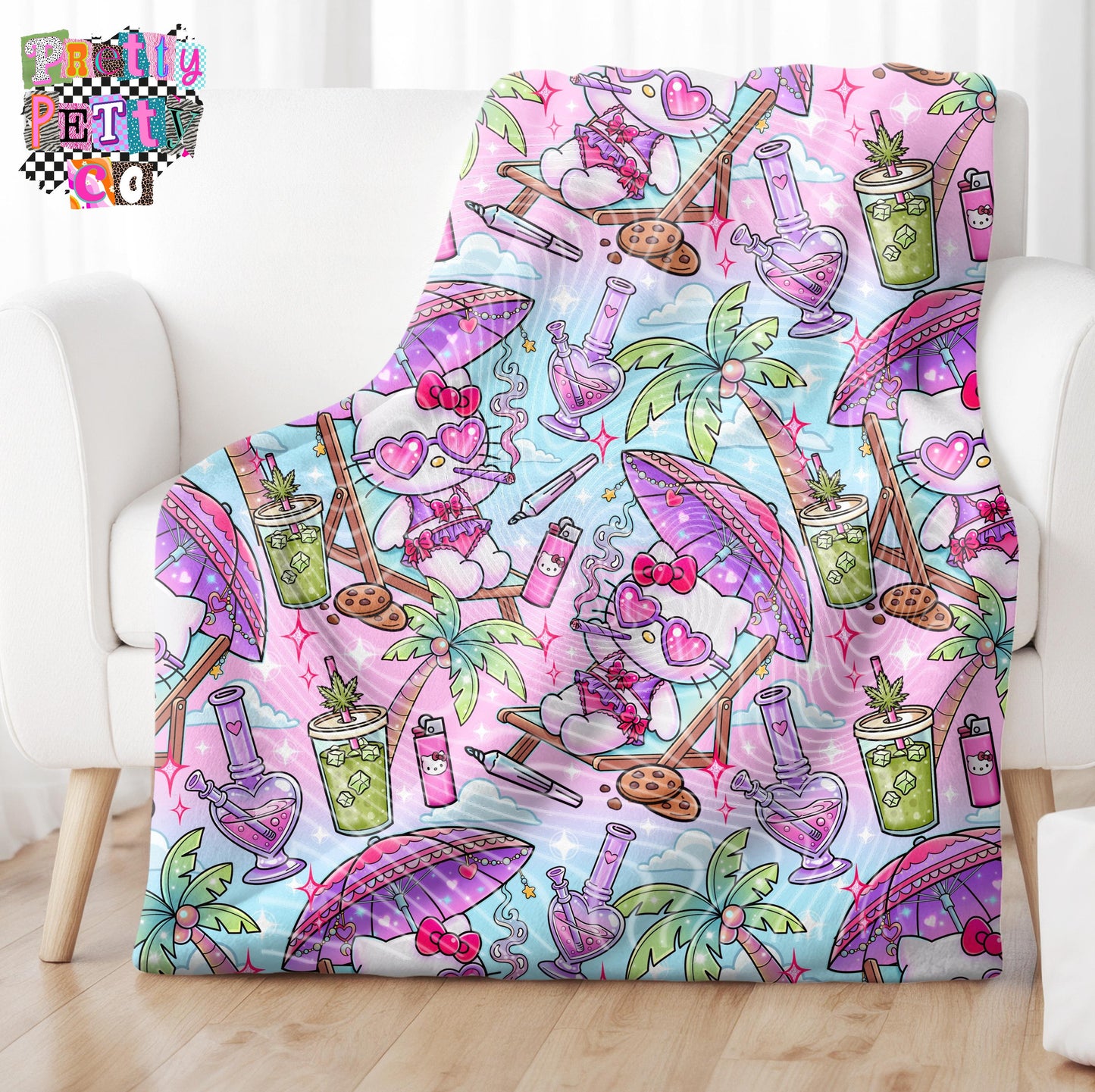 Mellow Kitty Blanket – Plush Throw, Soft Cozy Cannabis Fan Blanket, Limited Edition