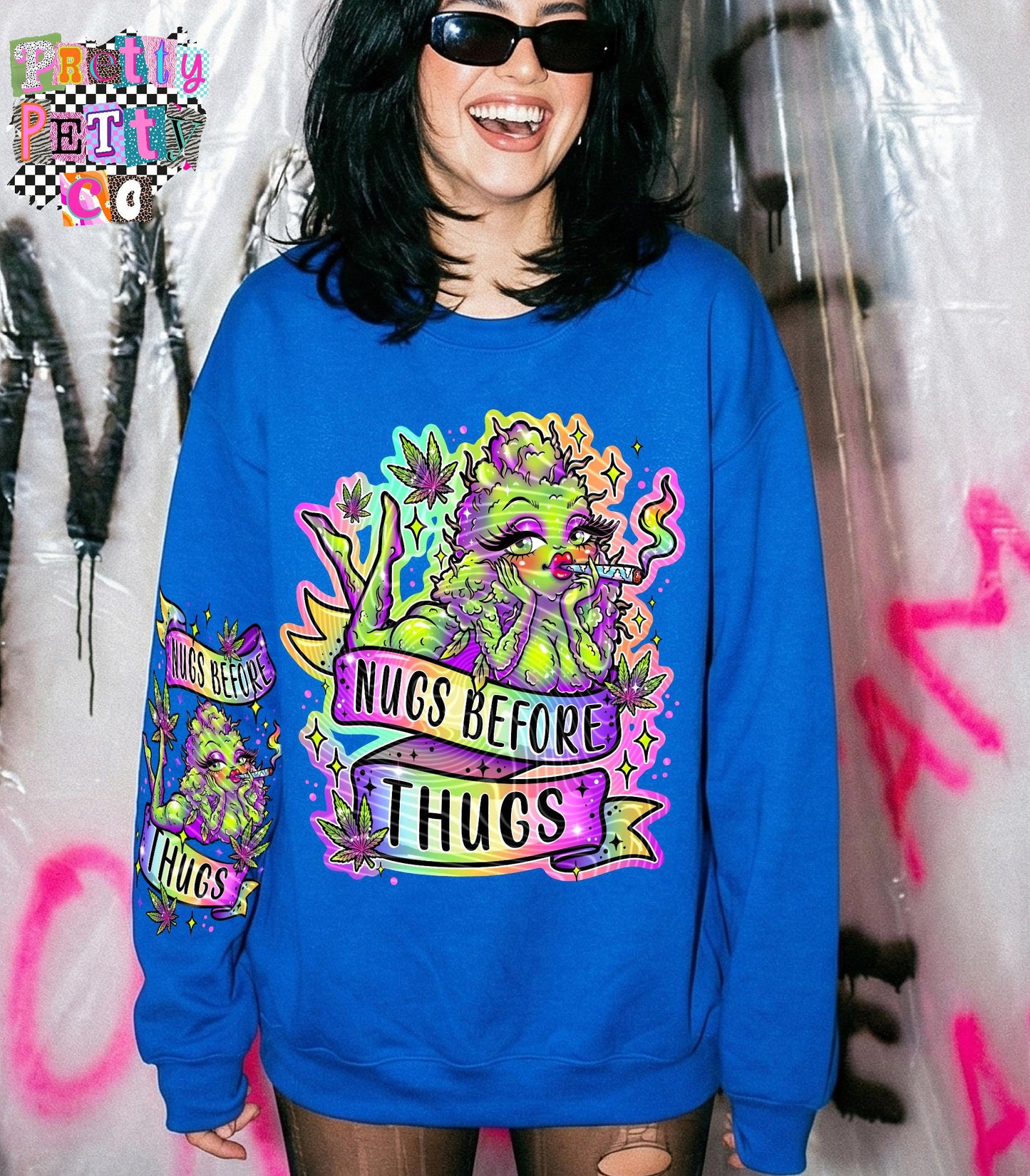 Nugs Before Hugs Funny 420 Shirt | Stoner Humor Weed Graphic Tee | Cannabis Lover Sweatshirt