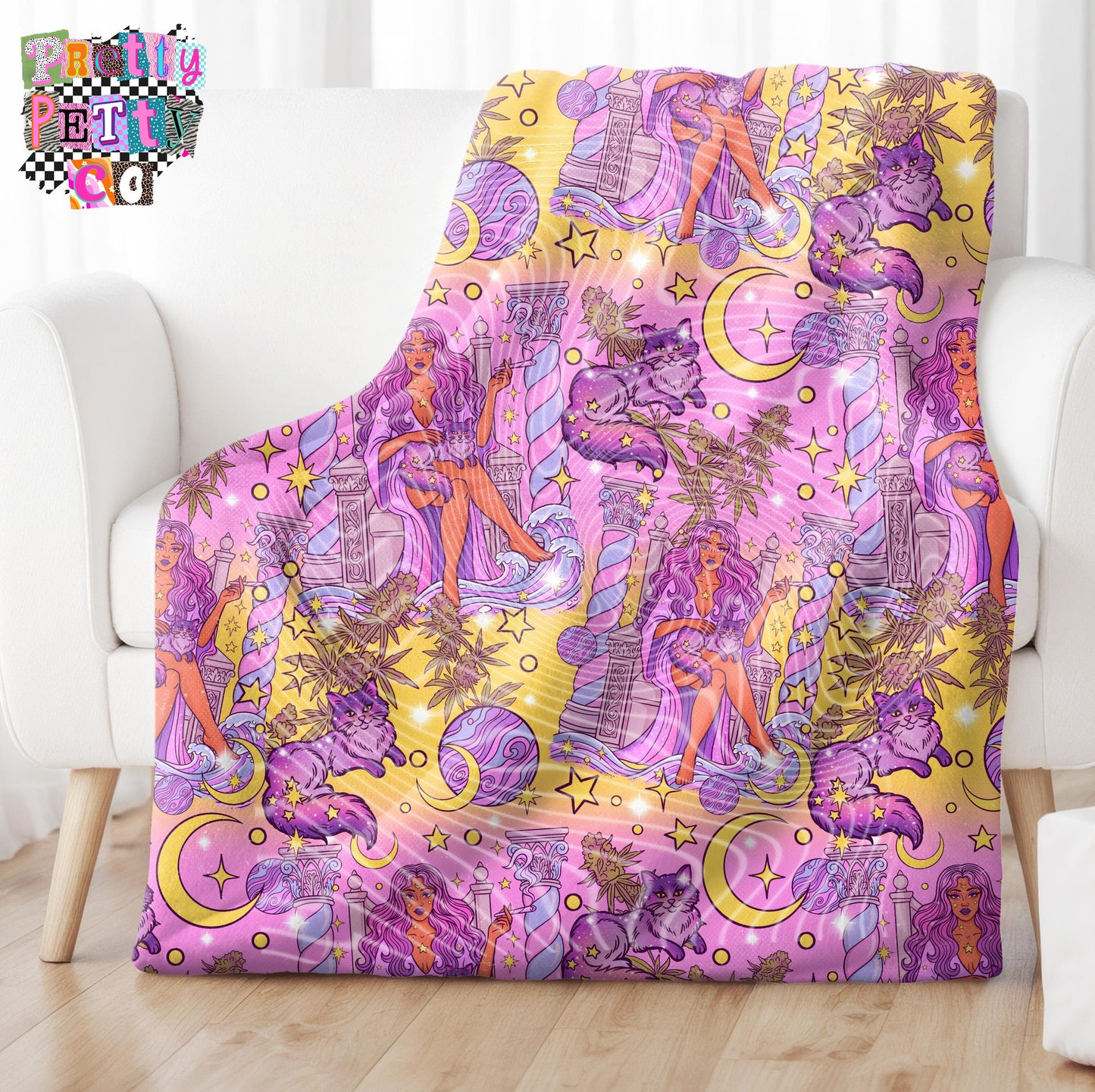 High Priestess Blanket – Plush Throw, Soft Cozy Cannabis Fan Blanket, Limited Edition