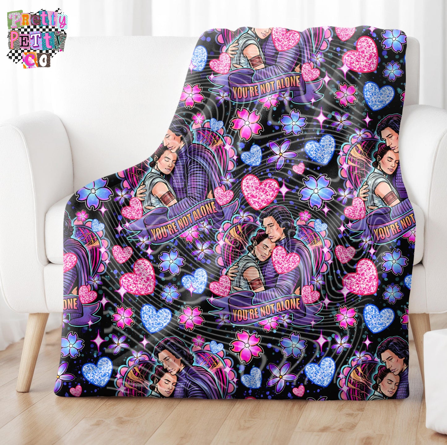 Light & Dark Force Duo Inspired Plush Blanket, Enemies to Lovers Space Romance Throw, Sci-Fi Fan Gift, Cozy Fleece Blanket 50x60