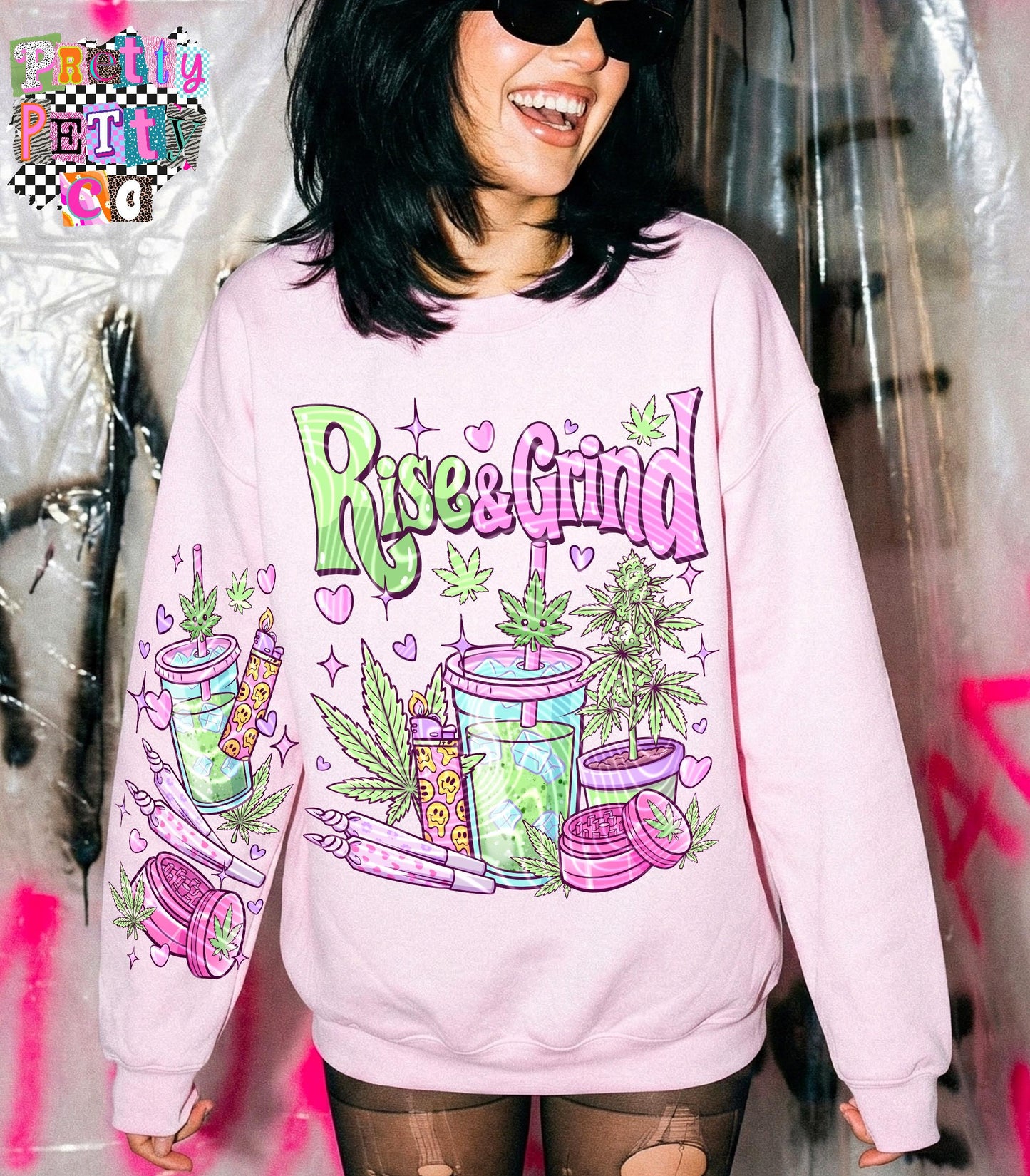 Rise & Grind 420 Stoner Shirt | Funny Weed Coffee Graphic Tee | Cannabis Sweatshirt