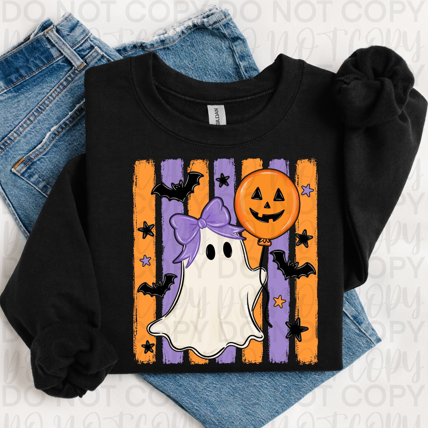 Cute Ghost with Pumpkin Balloon Halloween Shirt | Spooky Ghost Graphic Tee | Retro Halloween T-Shirt | Cute Fall Ghost Apparel