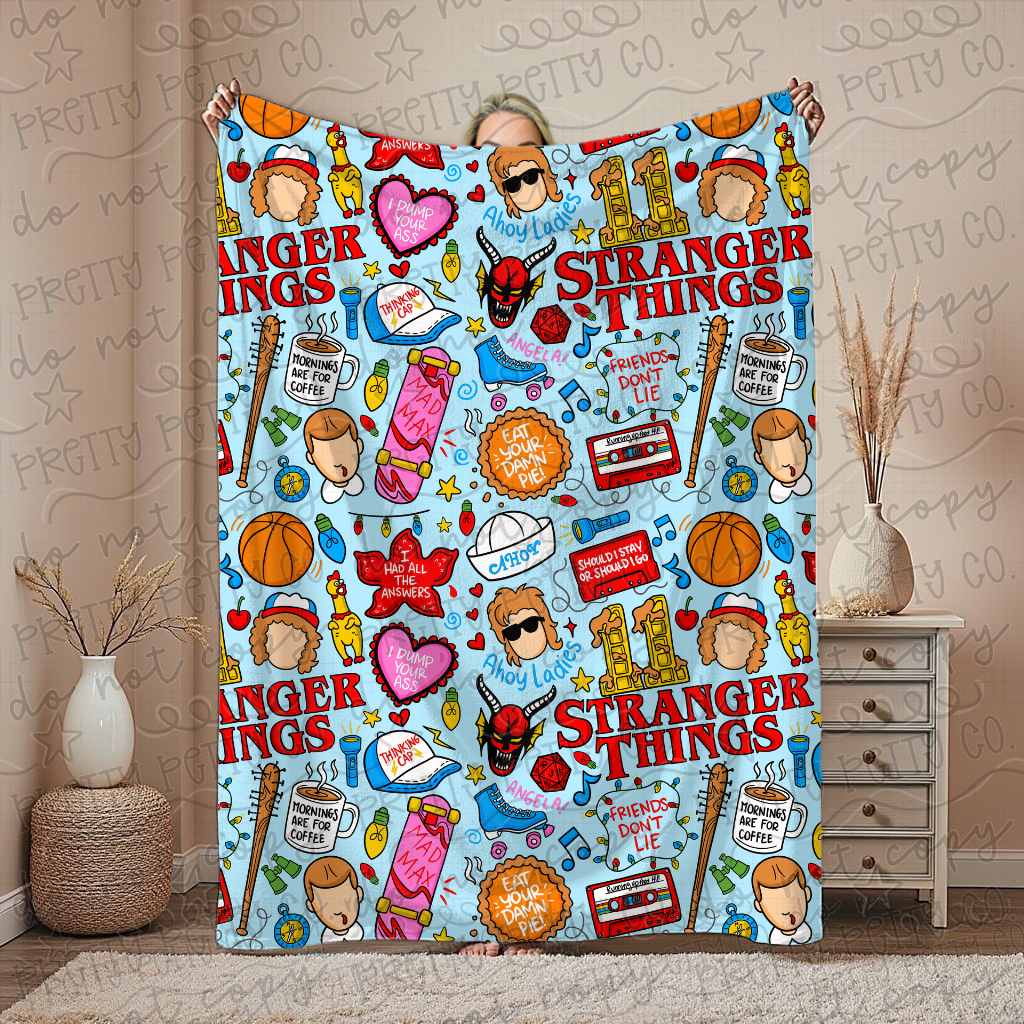 Exclusive ST Stranger Things Throw Blanket – Plush Cozy Nostalgic Fan Gift