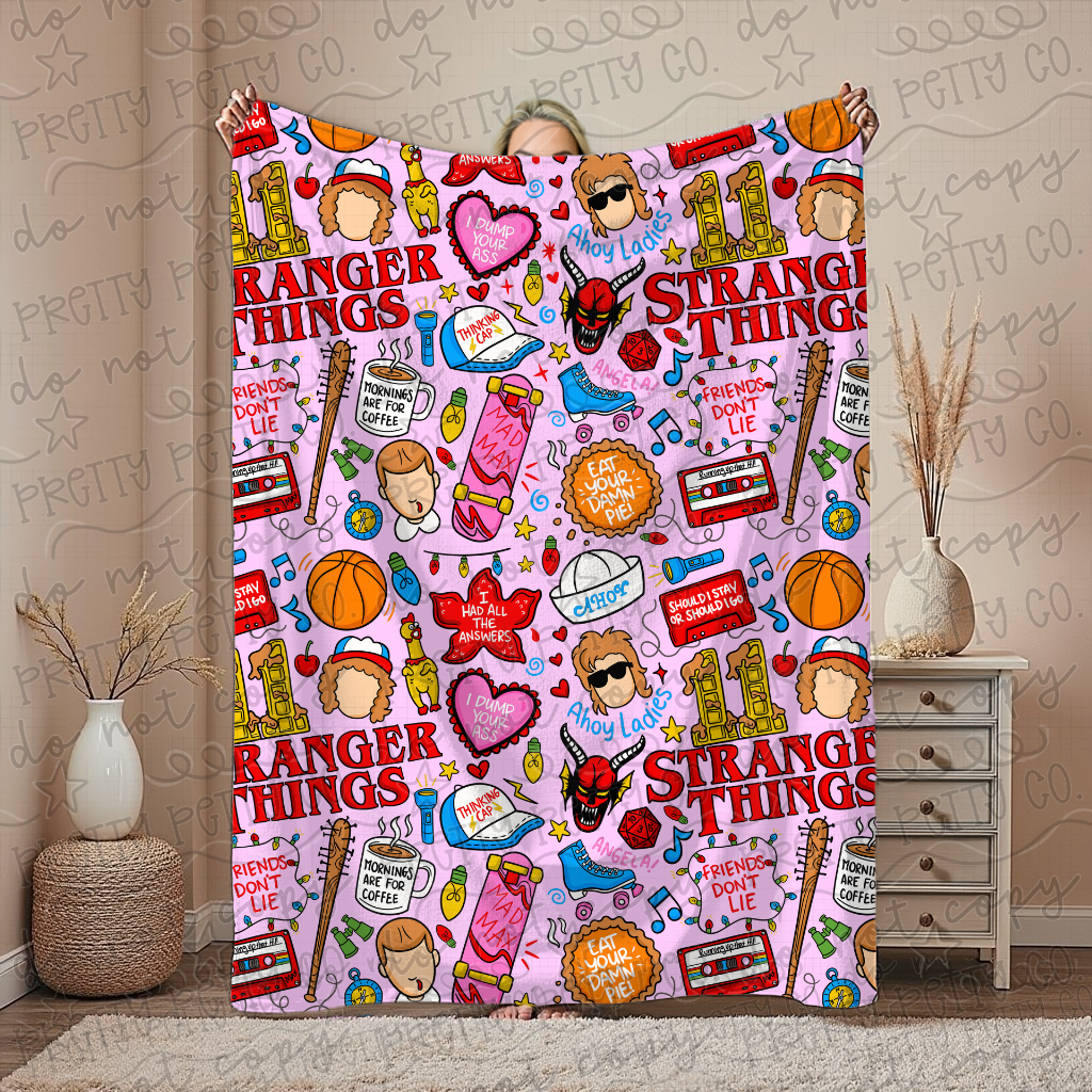 Exclusive ST Stranger Things Throw Blanket – Plush Cozy Nostalgic Fan Gift