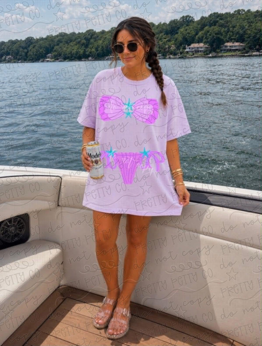 Mermaid Bikini Comfort Colors Shirt | Funny Mermaid Beach Graphic Tee | Coastal Summer Mermaid T-Shirt - Pretty Petty Co