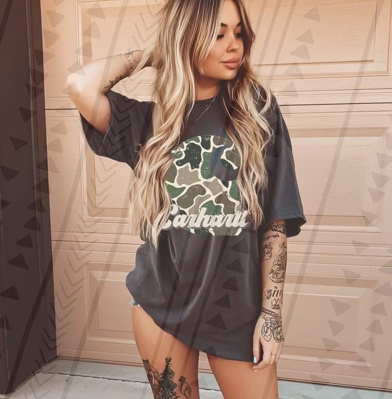 Camo Carhartt Graphic Tee | Carhartt Unisex T-Shirt | Outdoor Camo Shirt - Pretty Petty Co