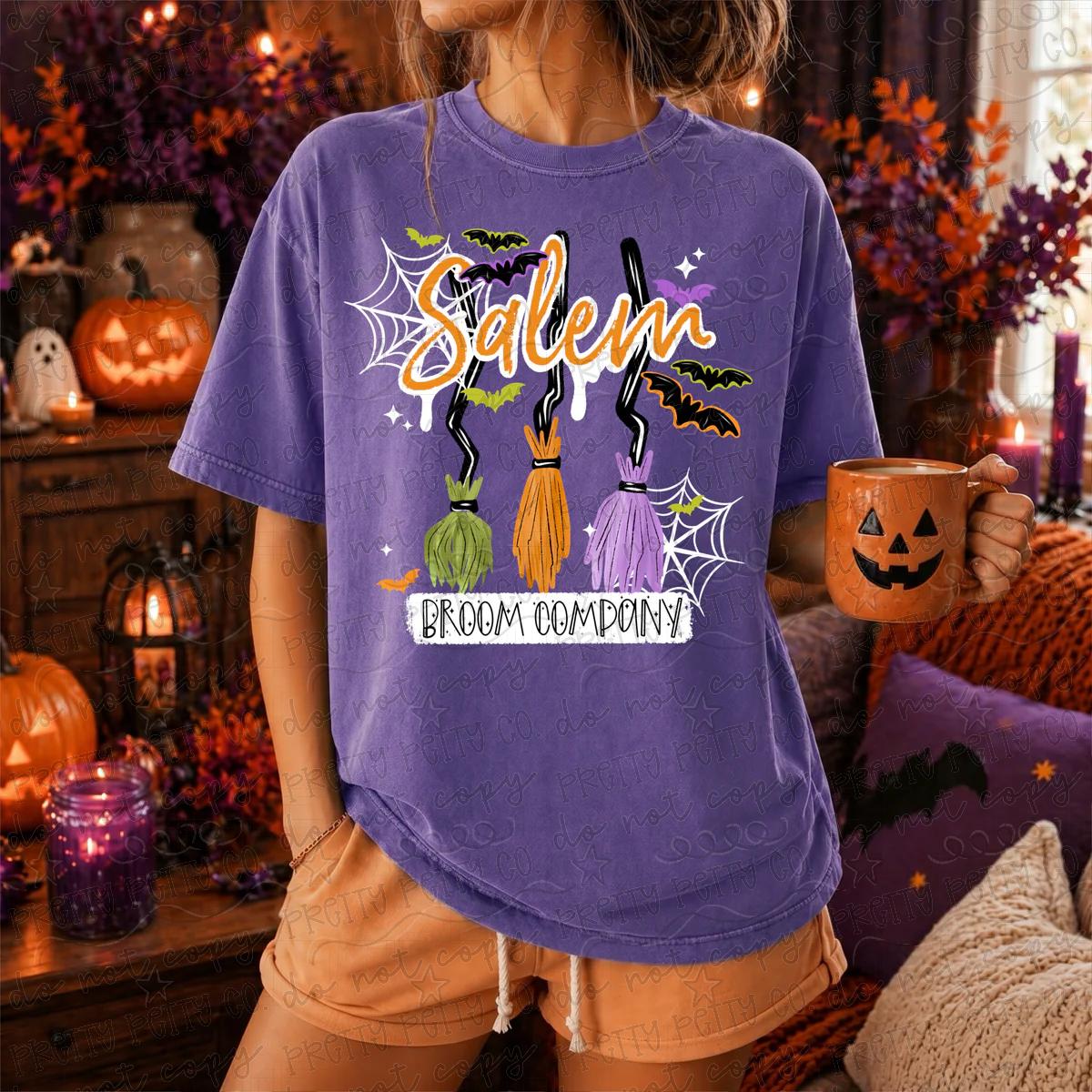 Salem Broom Company Halloween Graphic Tee | Witchy Halloween Shirt | Spooky Season Women’s Tee