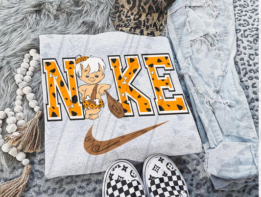 Tiny Strong Cartoon Graphic Tee – Bam Bam Inspired Swoosh Shirt – Gildan Adult & Youth Unisex – DTF Printed Retro Tee