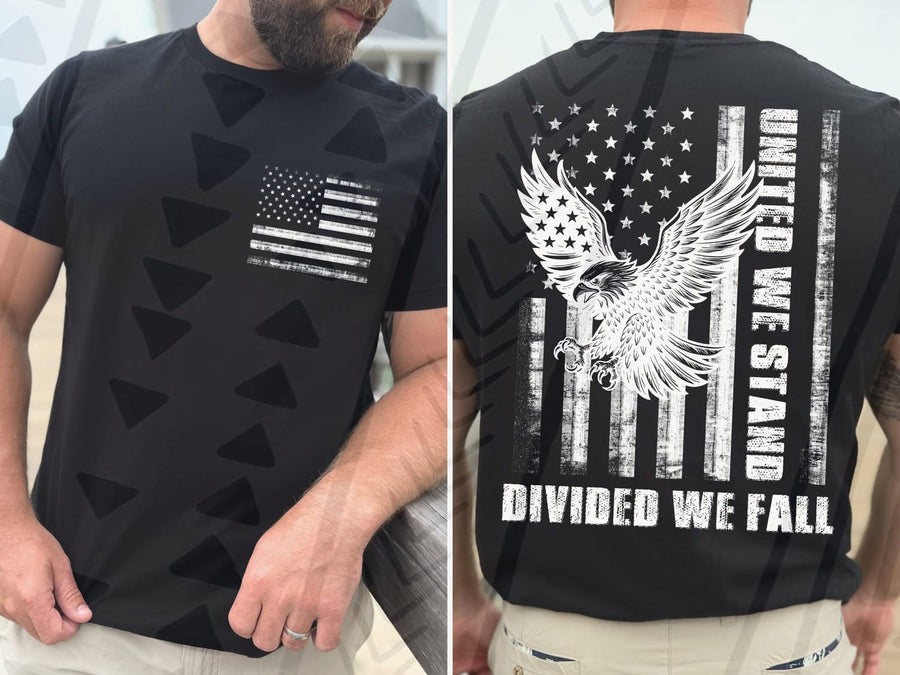 United We Stand Divided We Fall Tee | Unisex Patriotic Graphic Shirt | Motivational Statement - Pretty Petty Co