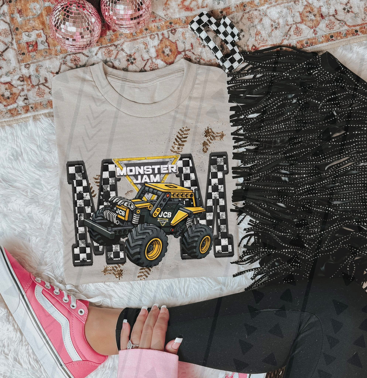 Monster Truck Mom Faux Embroidery Graphic Tee – Racing Mom Shirt – Unisex DTF Print - Pretty Petty Co