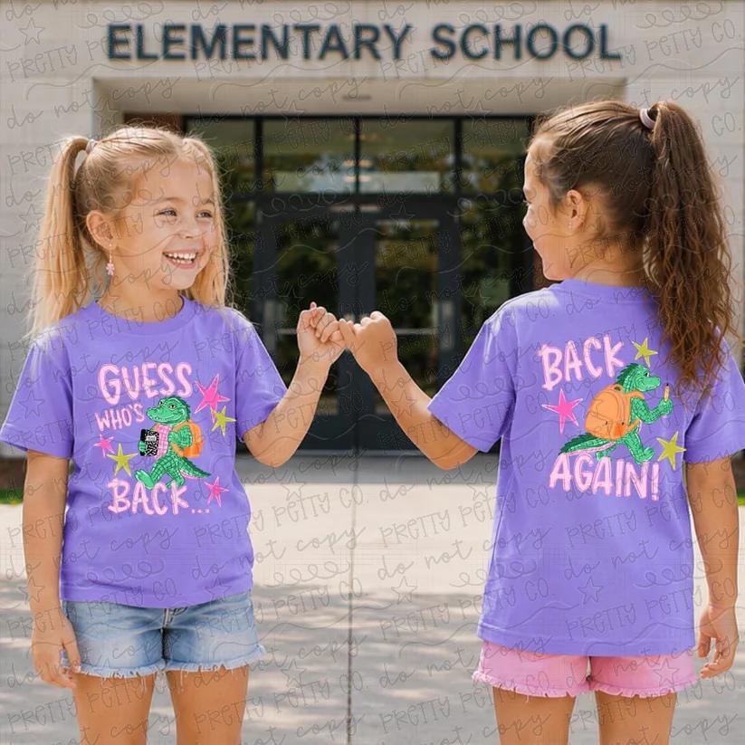 Guess Who’s Back Back Again Kids Back to School Graphic Tee | Front & Back Shirt