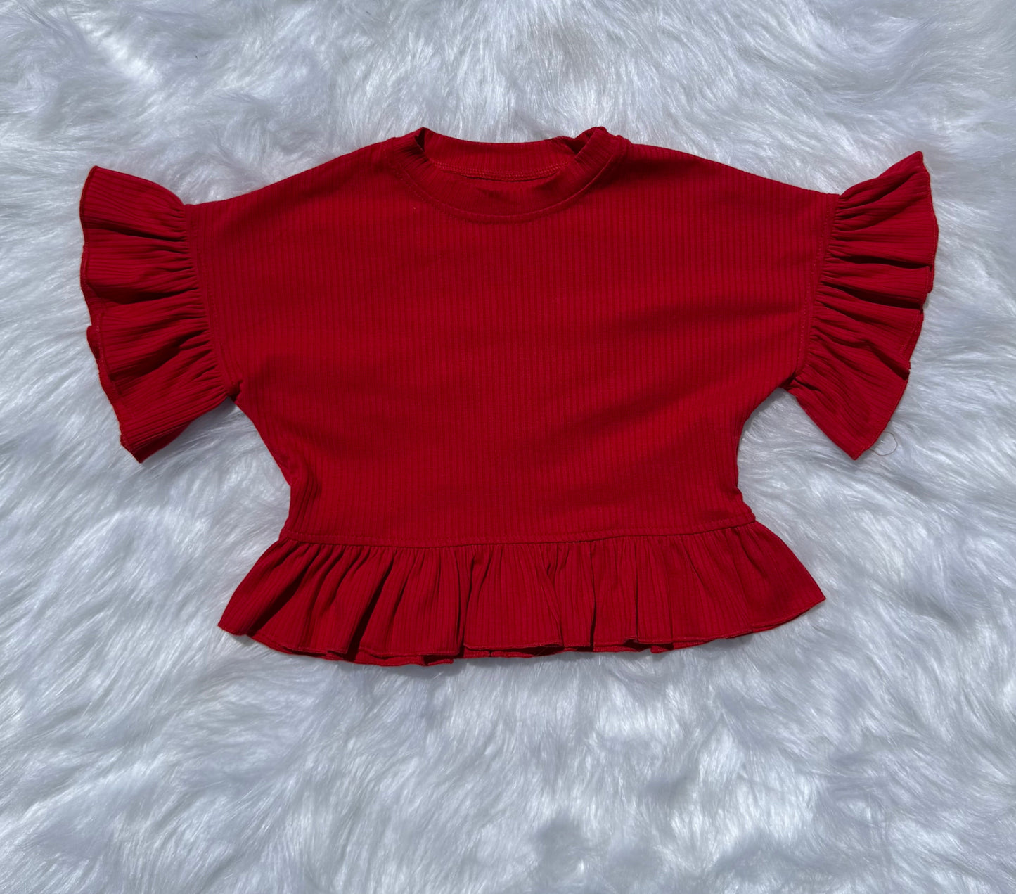 Rodeo Red ruffle top  (FINAL SALE)