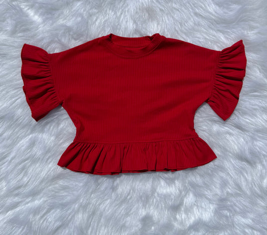 Rodeo Red ruffle top  (FINAL SALE)