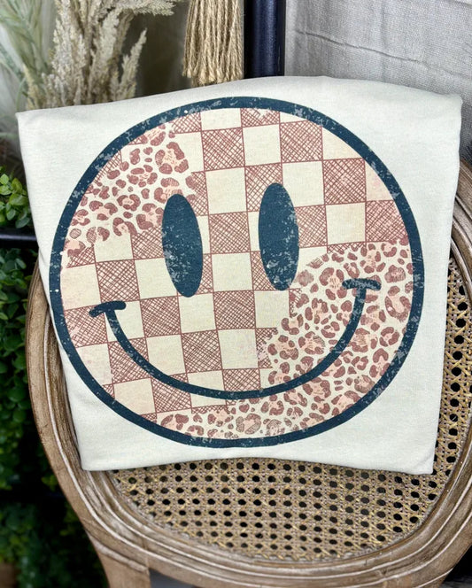 Checkered & Leopard Smiley (Gildan Tee)