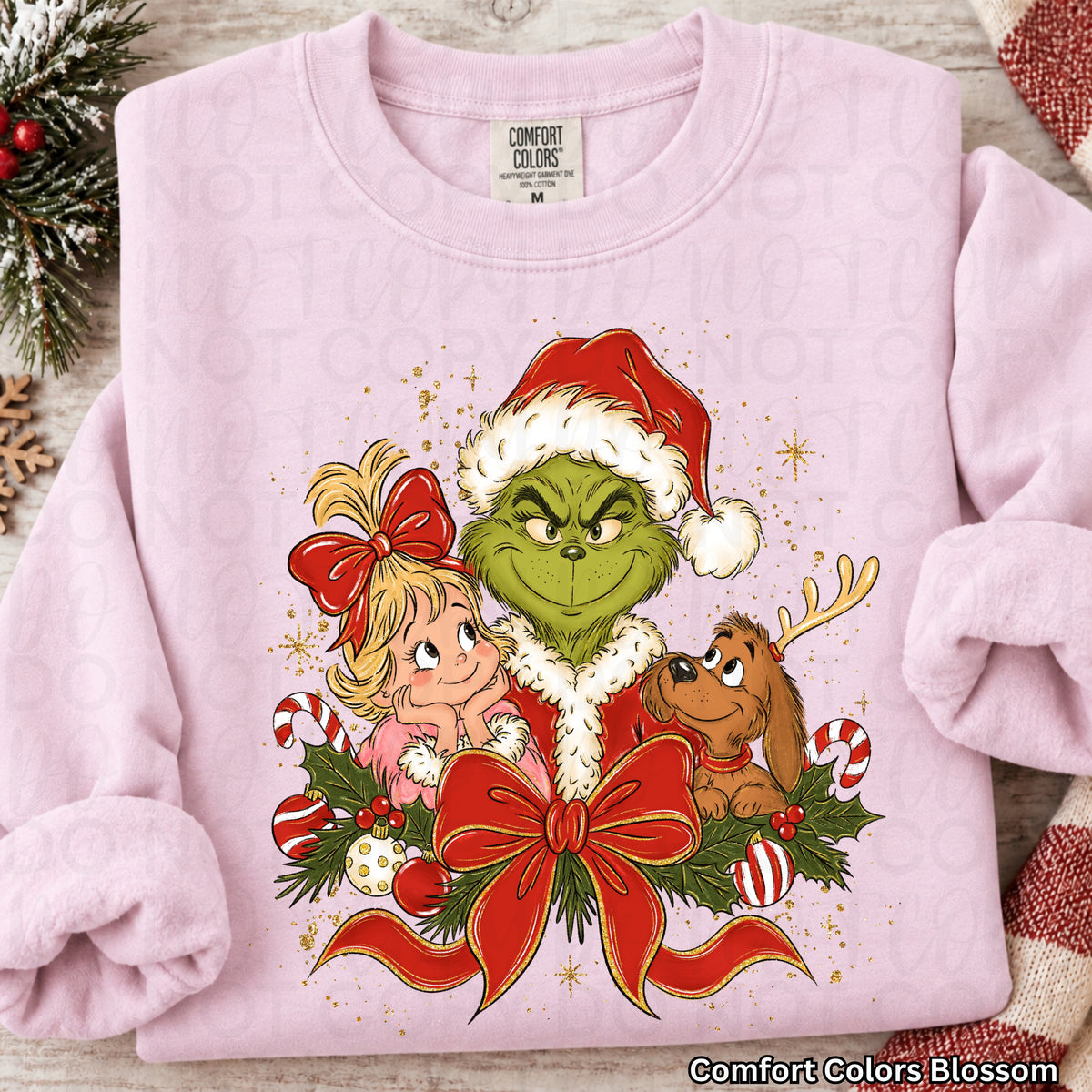 Grinch Christmas Sweatshirt, Cute Grinch Girl Shirt, Christmas Bow Sweatshirt, Grinch Reindeer Shirt, Whimsical Holiday Top, Christmas Gift