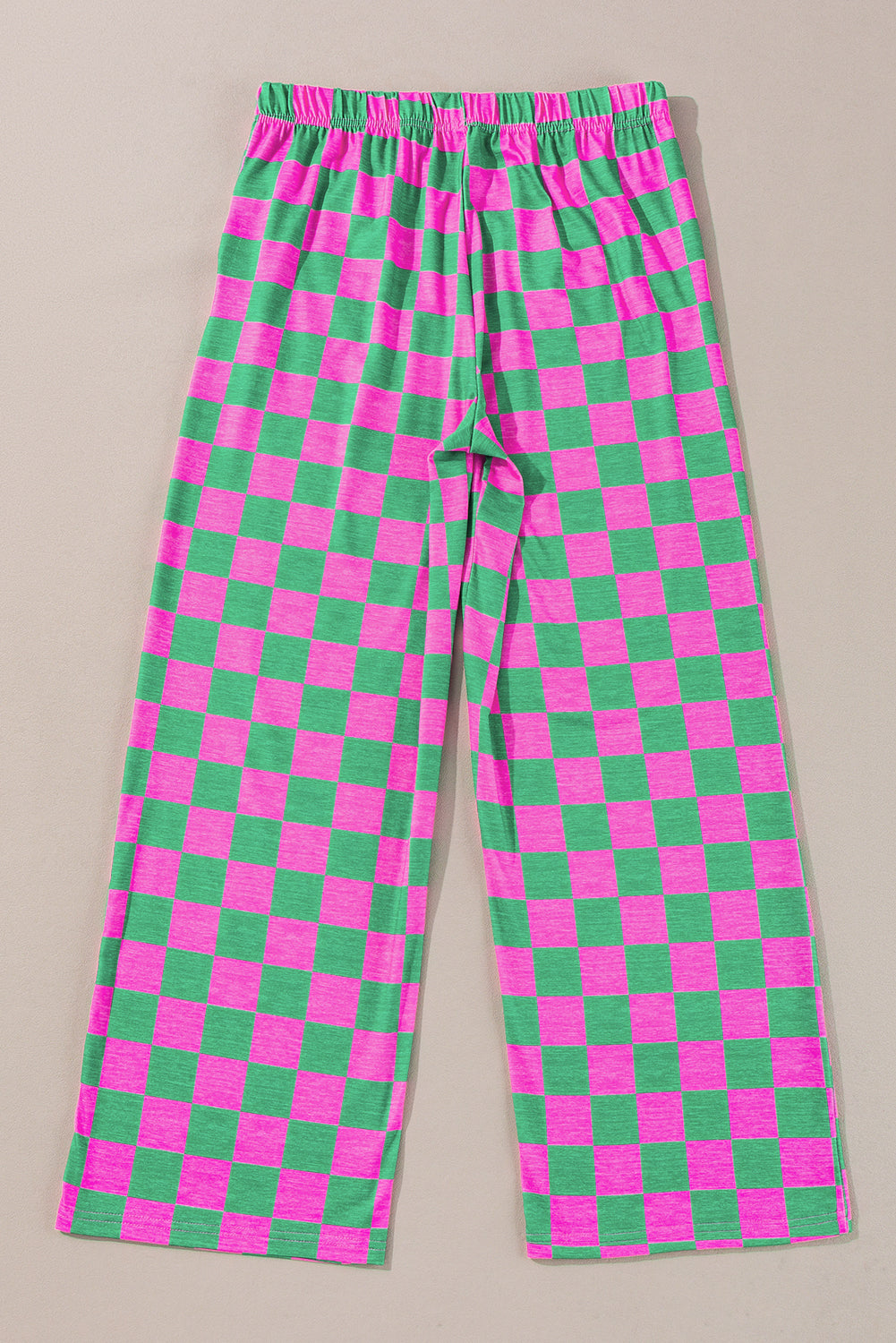 Green Checkered Print High Waist Wide Leg Pants - Pretty Petty Co