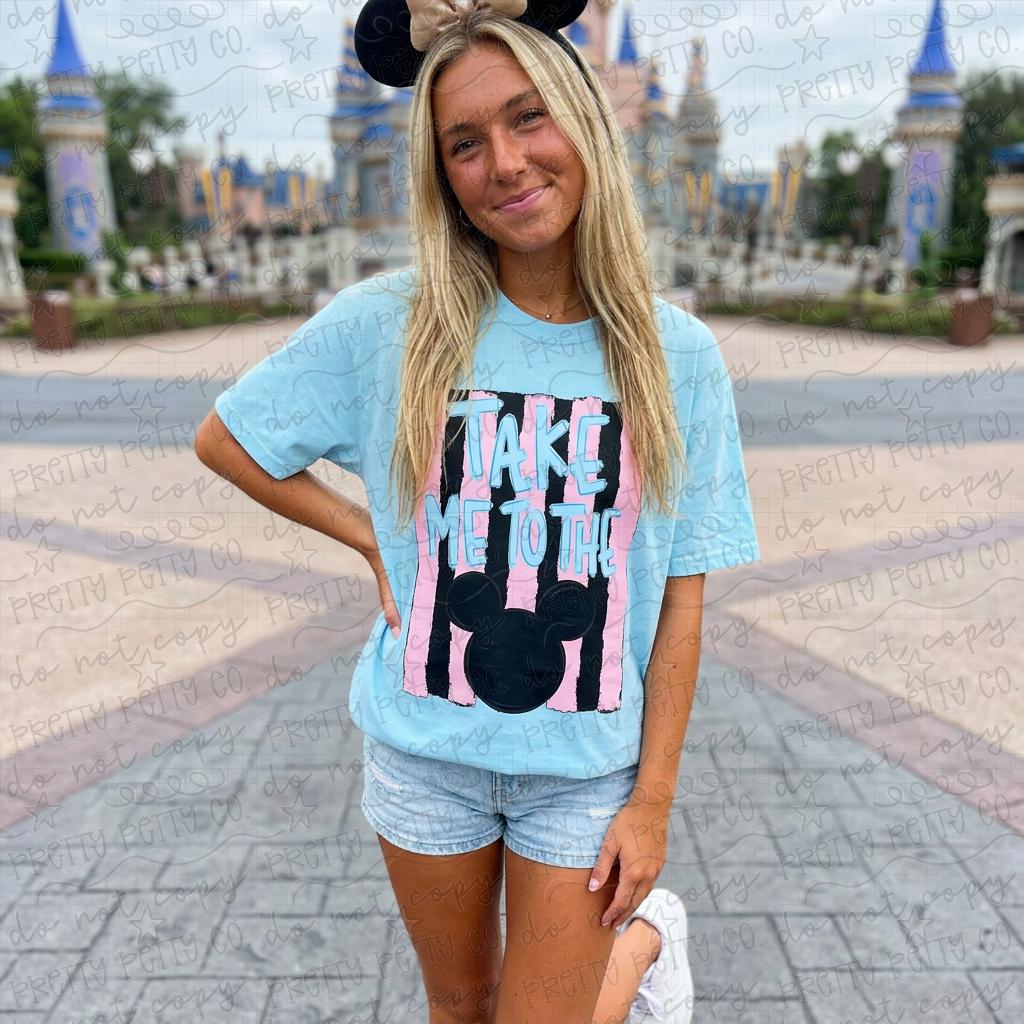 Take Me to the Castle Magical Vacation Tee | Magic Castle Graphic Shirt | Pink & Blue Theme Park Tee