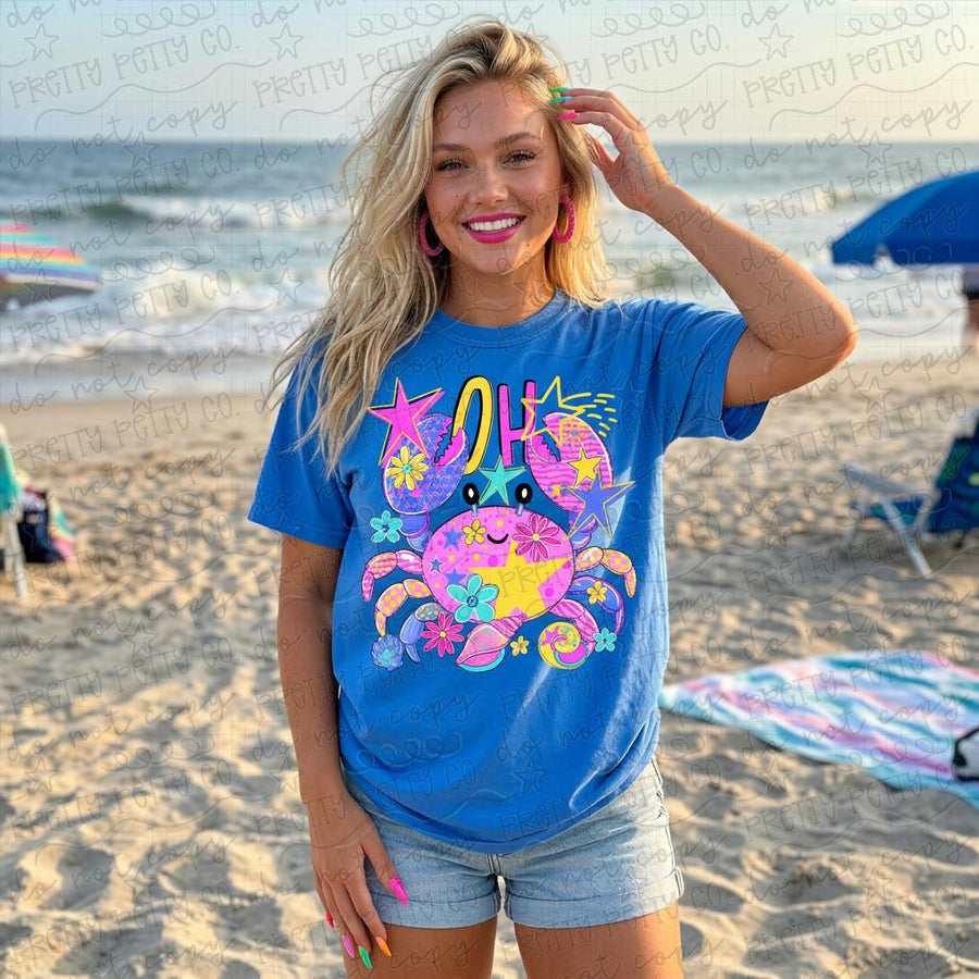 Oh Crab Funny Shirt, Vintage Crab Graphic Tee, Cute Ocean Animal Pun T-Shirt, Funny Beach Humor Tee for Women and Kids - Pretty Petty Co