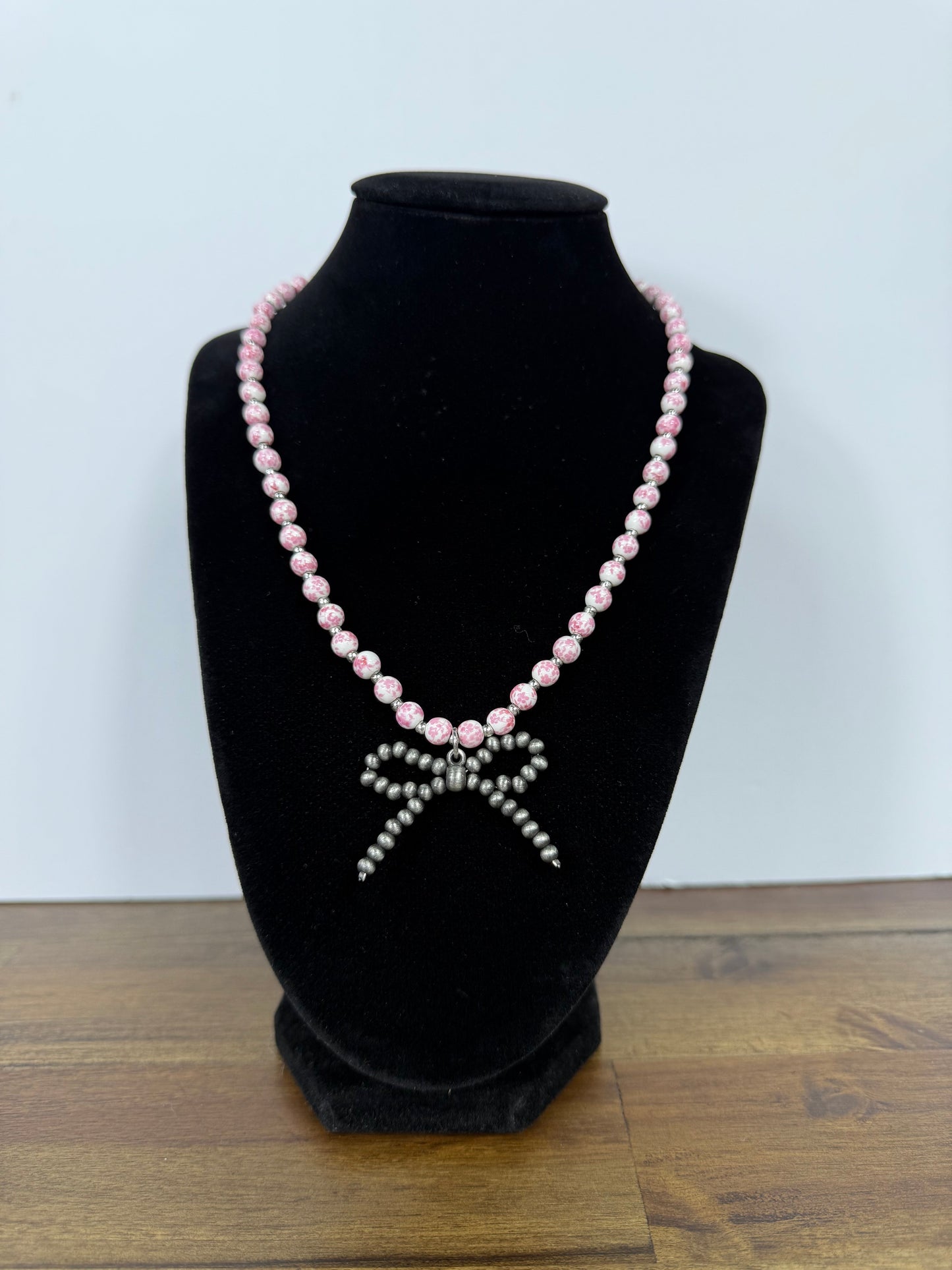 Toile Bow Necklace (2 colors) (FINAL SALE)