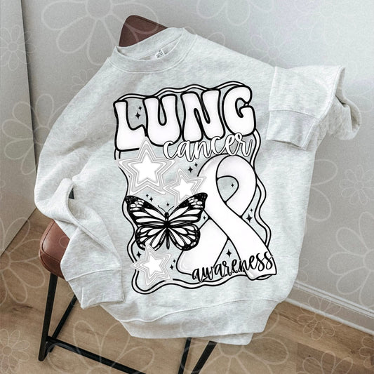 Lung Cancer Awareness Graphic Tee – Support & Advocacy Shirt – Unisex DTF Print – Kids & Adult Sizes