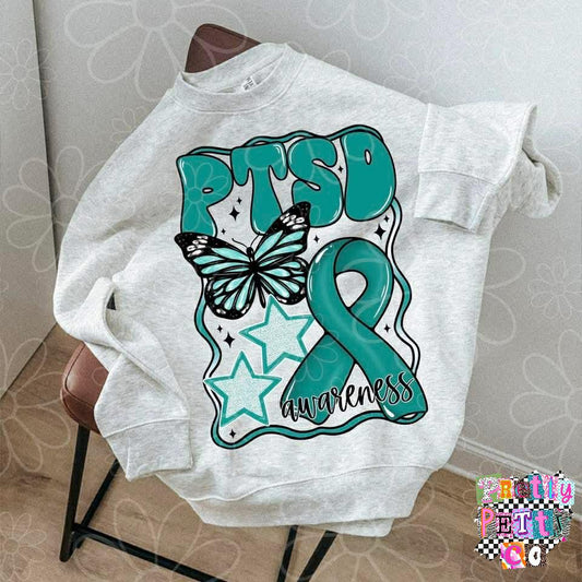 PTSD Awareness Ribbon Graphic Tee | Mental Health Support Shirt | Cause T-Shirt