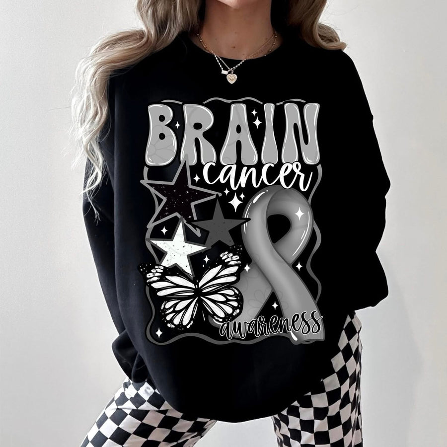 Brain Cancer Awareness Graphic Tee – Support & Advocacy Shirt – Unisex DTF Print – Kids & Adult Sizes - Pretty Petty Co