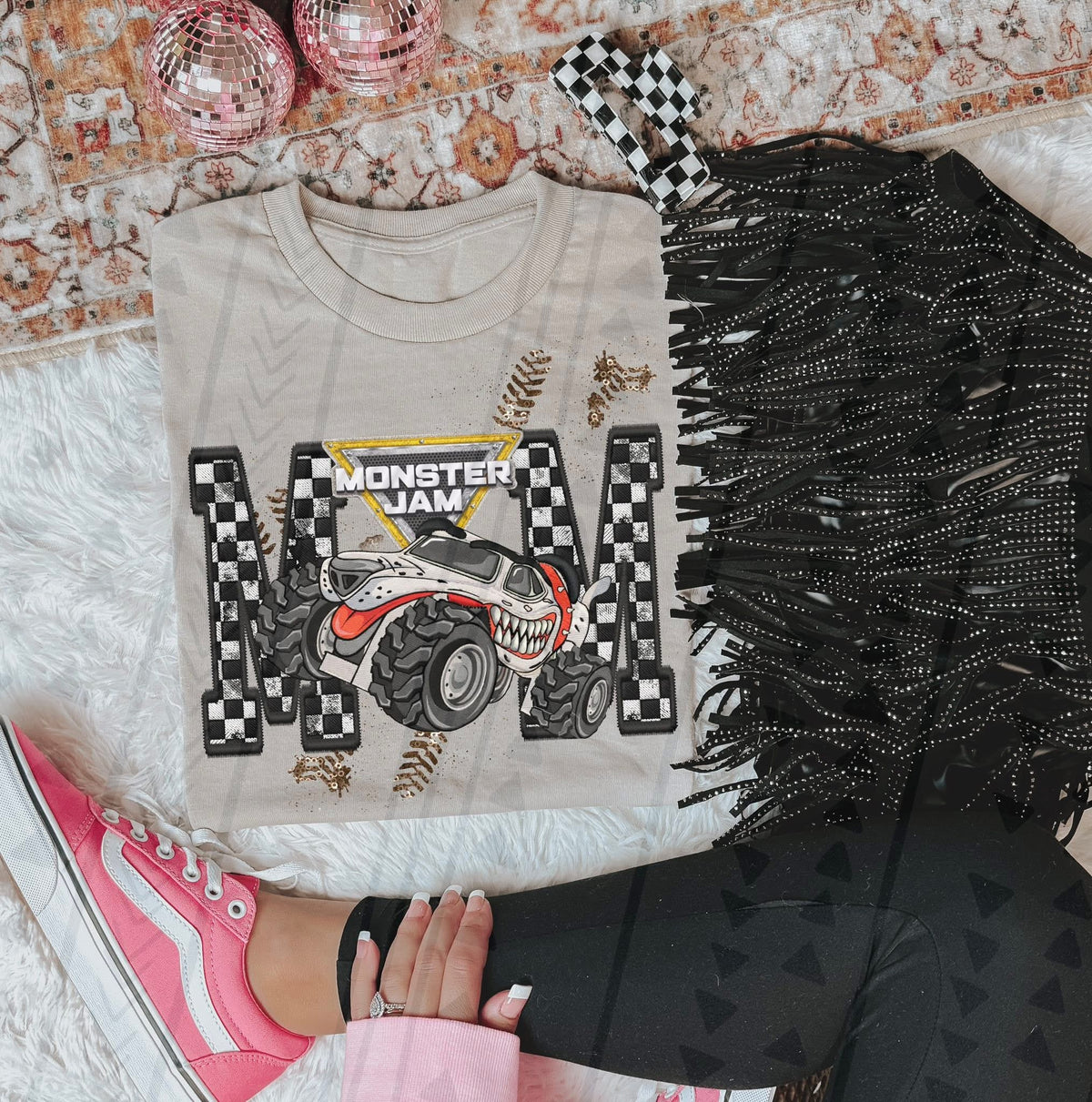 Monster Truck Mom Faux Embroidery Graphic Tee – Racing Mom Shirt – Unisex DTF Print - Pretty Petty Co