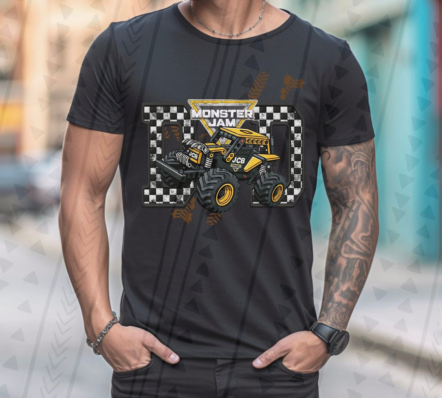 Monster Truck Dad Faux Embroidery Graphic Tee – Racing Dad Shirt – Unisex DTF Print - Pretty Petty Co